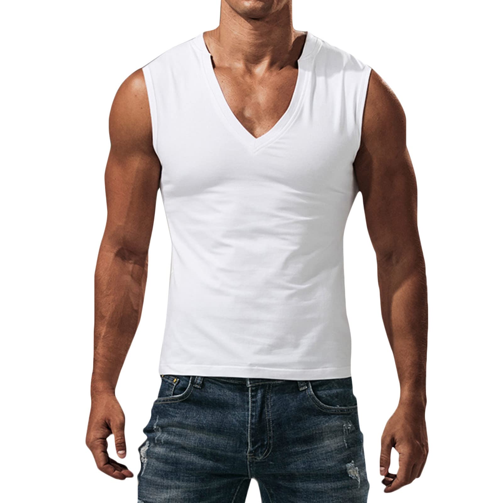 BOBT Men's Tank Tops - Breathable Sports & Casual Sleeveless V-Neck Shirts for Gym, Running, Workout & Summer Wear - Solid Color Muscle Tees & Athletic Vests