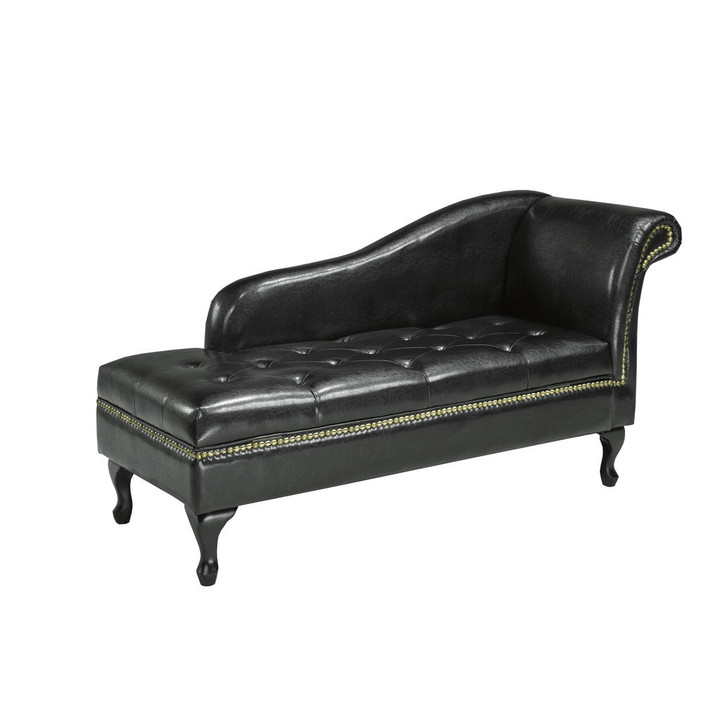 Modern Chaise Lounge with Storage - Espresso Brown Upholstered Living Room Furniture for Small Spaces, Home Office or Bedroom