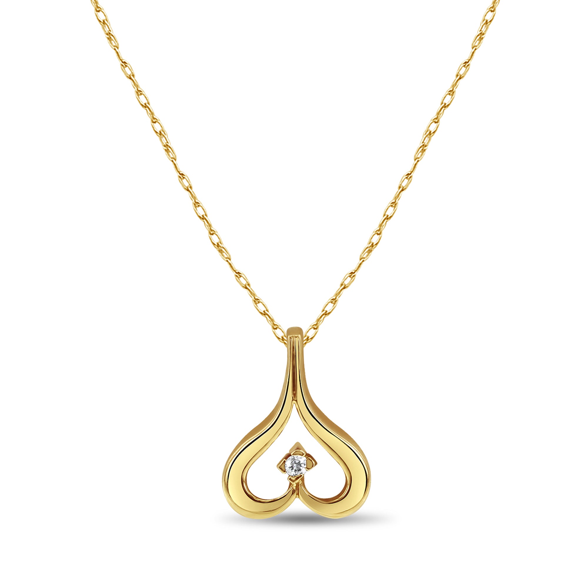 Elegant Upside Down Heart Pendant Necklace with Genuine Diamond Center - Perfect for Valentine's Day Gifts & Romantic Date Nights