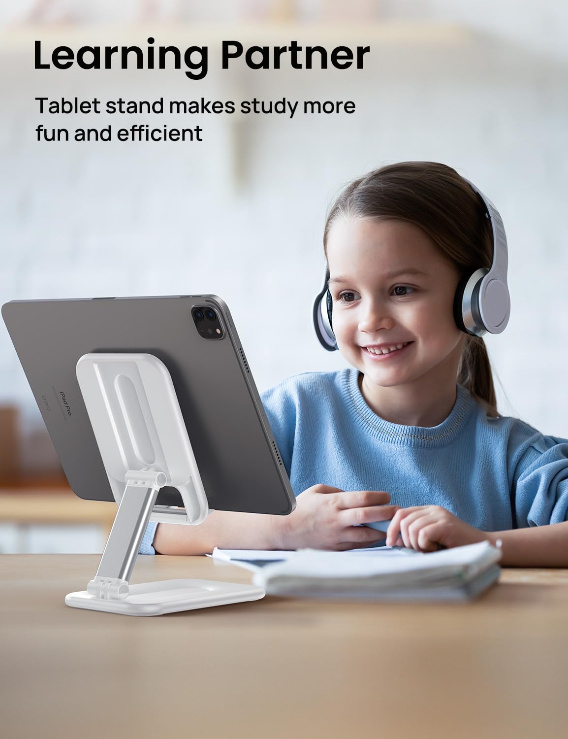OMOTON Foldable Tablet Stand Holder - Adjustable Desktop Dock for iPad Pro/Air/Mini, Samsung Galaxy Tab & Smartphones (Up to 12.9