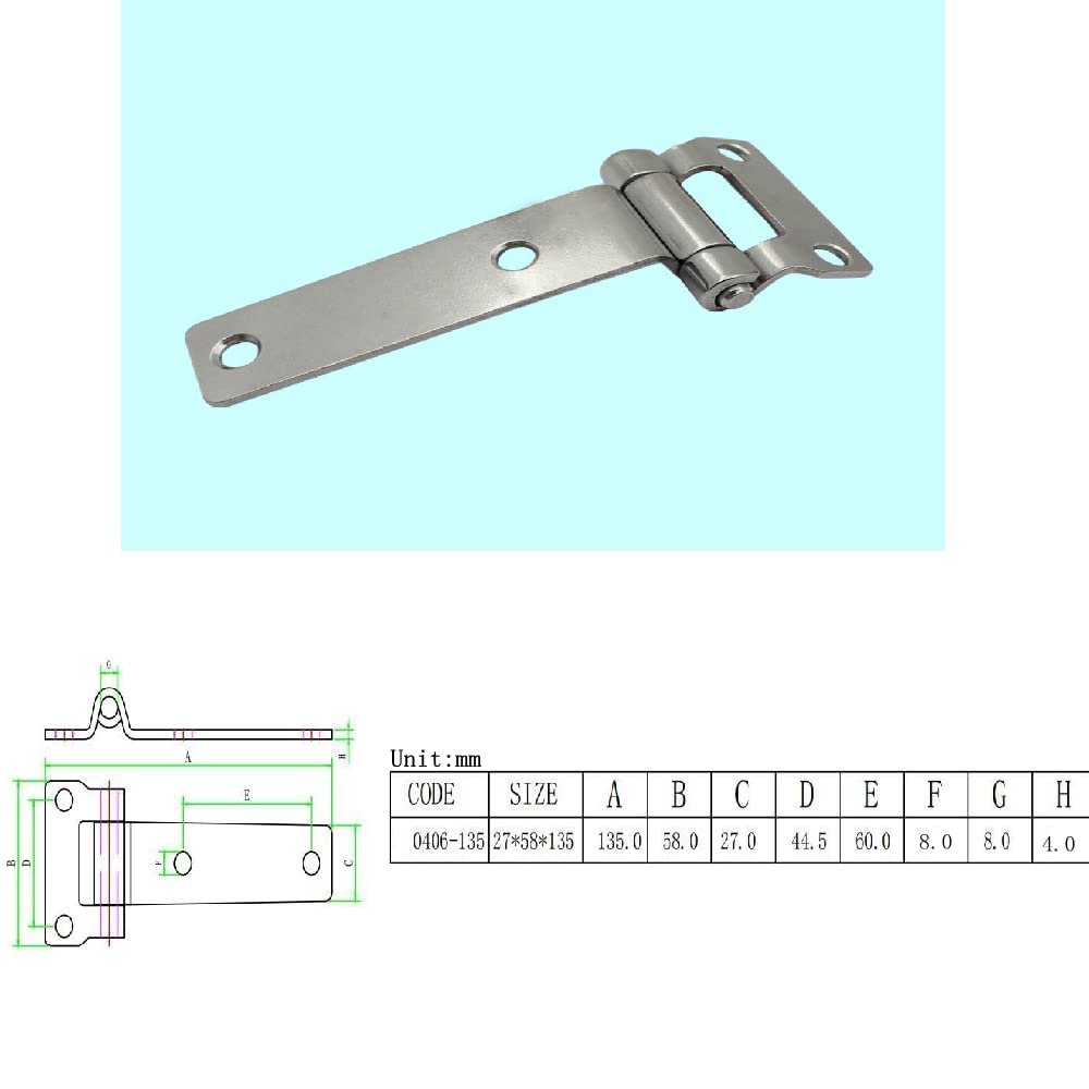 2-Pack 304 Stainless Steel T-Shape Door Hatch Hinge 5.4