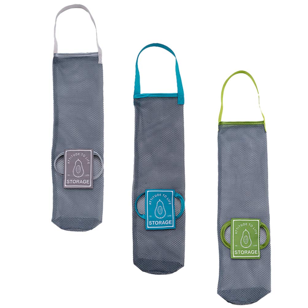 Hemoton 3-Piece Mesh Tote Organizer Set - Reusable Hanging Grocery Bags for Vegetables, Fruits, Onions, Garlic & Potatoes - Large Storage Net Bags for Kitchen, Pantry & Supermarket Shopping