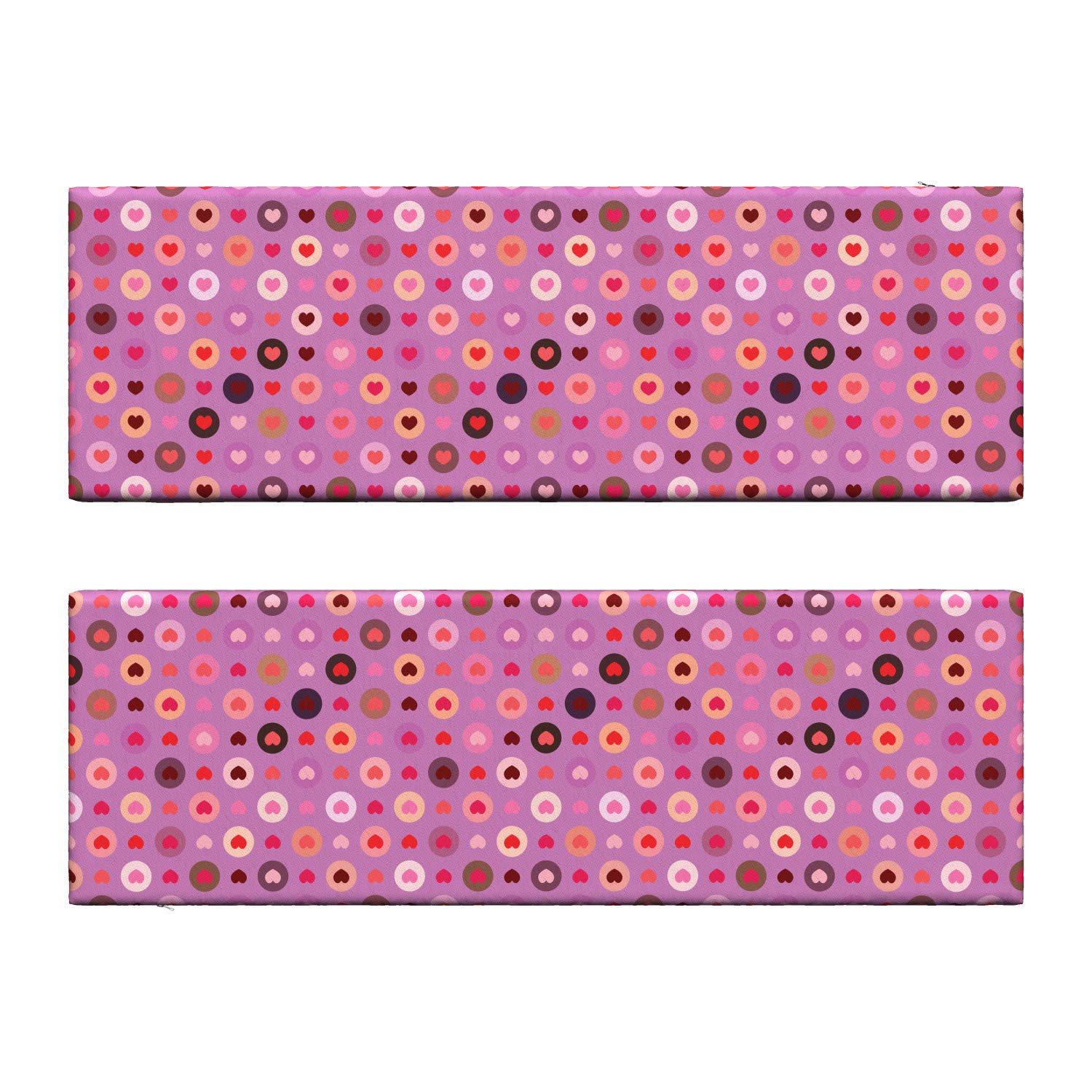 Ambesonne Abstract Bench Cushion Set of 2 - Heart Design Valentine's Day Foam Seat Pad 45