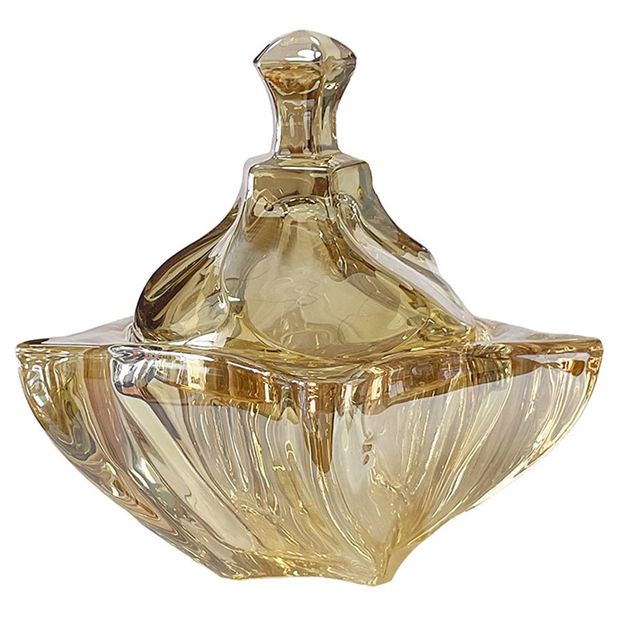 Luxury Golden Star Shaped Crystal Candy Jar with Lid - 14oz Clear Glass Apothecary Jar for Wedding, Candy Buffet, Party Favors & Home Decor - Elegant Food Storage Container for Candies, Cookies & Treats