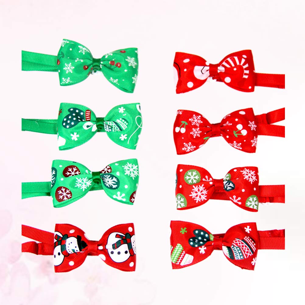 8Pcs Christmas Pet Dog Bow Ties - Adjustable Dog Collar Neckties for Small Medium Large Dogs - Festive Holiday Dog Accessories (Mixed Colors) - Perfect for Christmas Photos, Parties & Family Gatherings