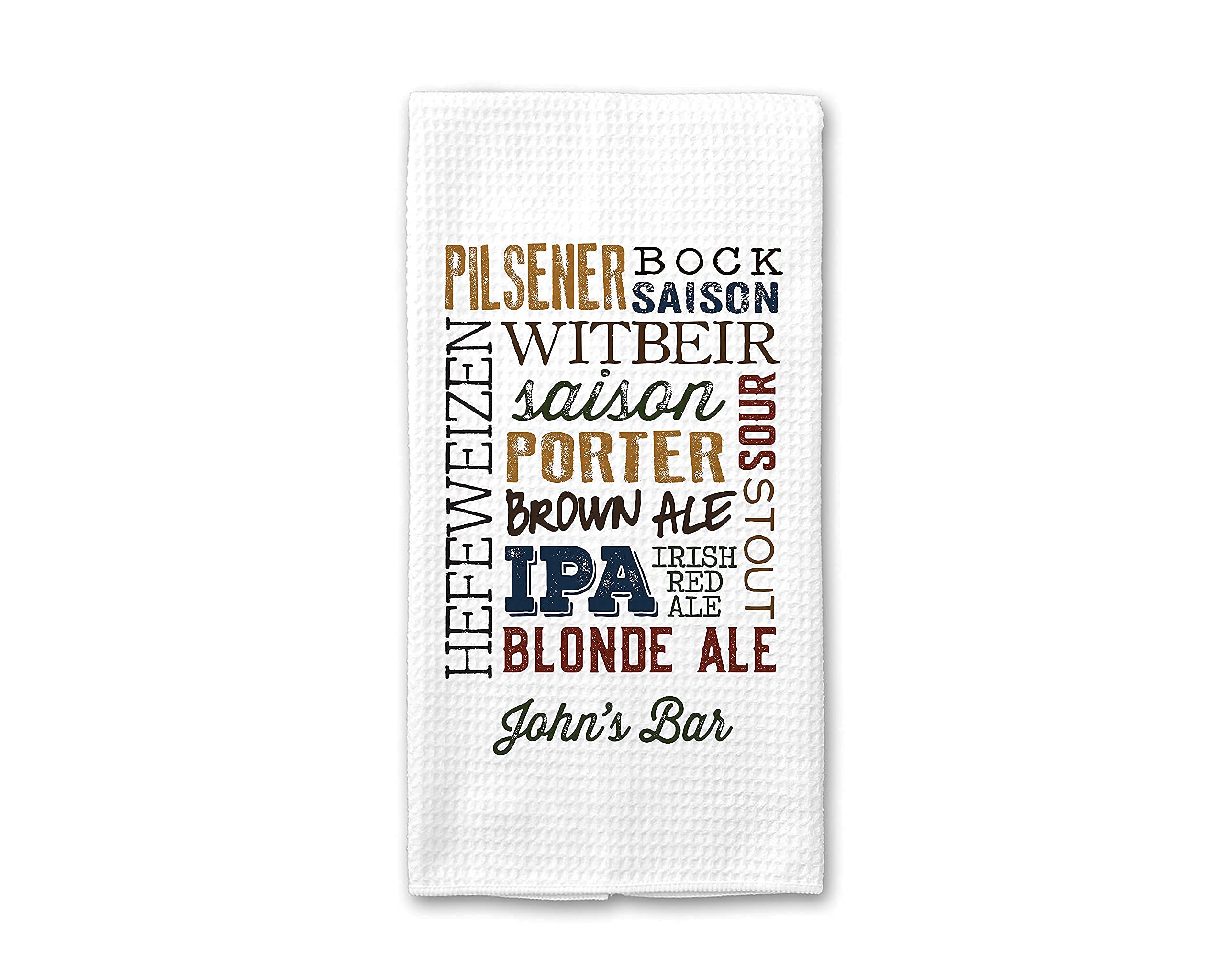 Personalized Beer Types Kitchen Towel | Custom Brewing & IPA Gift for Men | Father's Day Present | Dish Towel for Beer Enthusiasts | Perfect for Home Brewing & Kitchen Decor