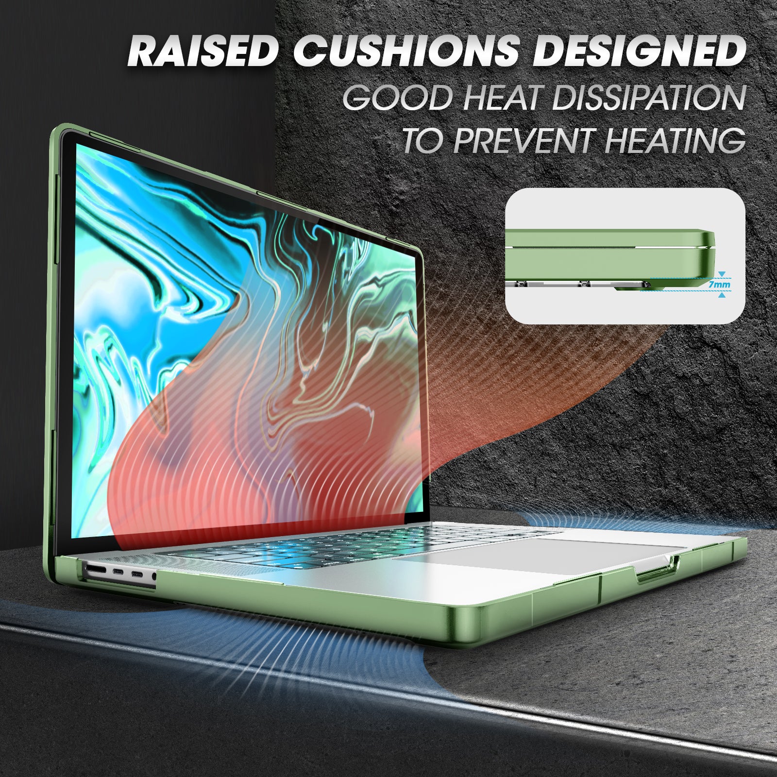 MacBook Pro 14 inch (2021/2023) Protective Case - Unicorn Beetle Series in Green | Shockproof & Scratch-Resistant Cover for Work, Travel & Daily Use