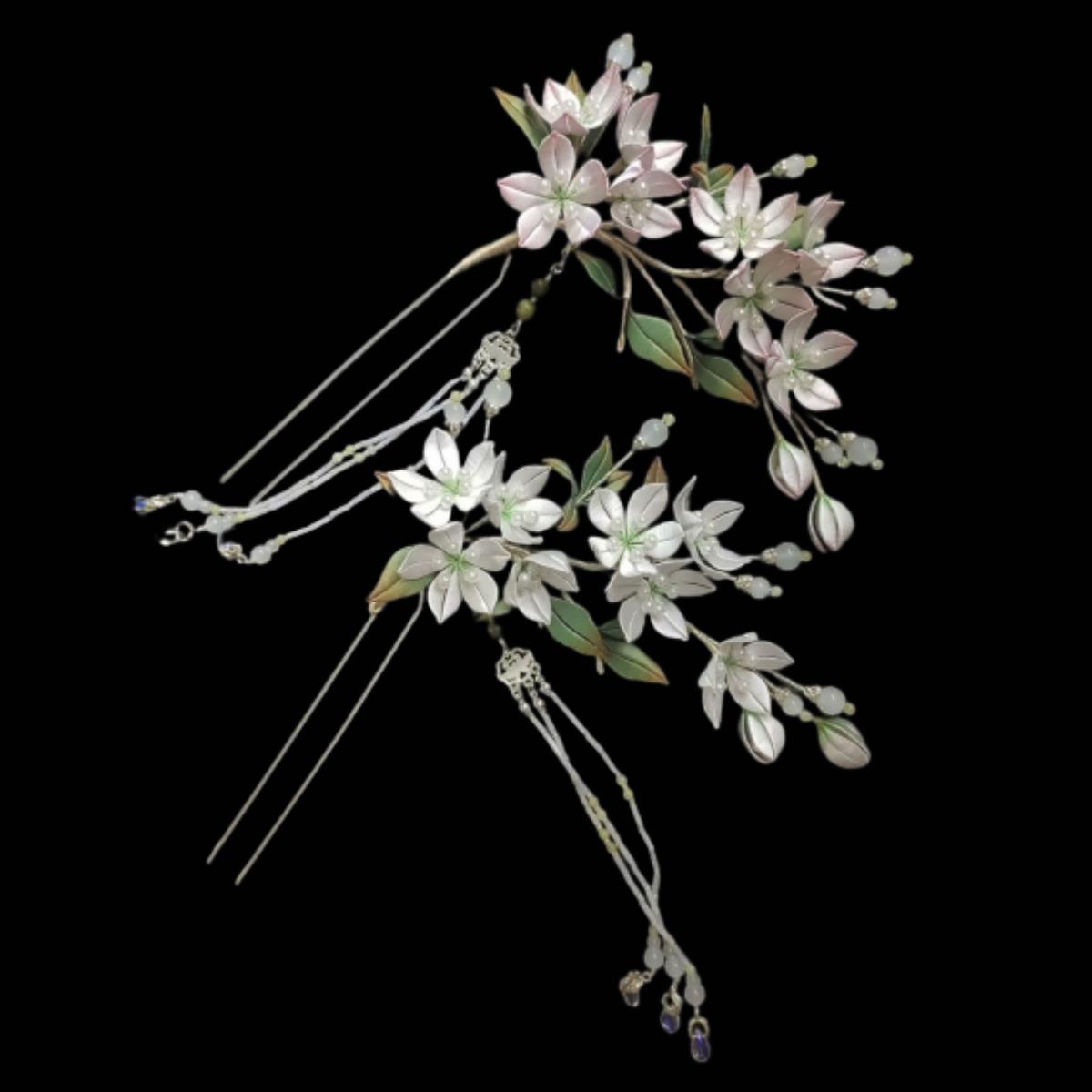 Pear Blossom Silk Hairpin - Handmade Floral Hair Accessories for Women | Elegant Hair Clips for Weddings, Parties & Daily Wear