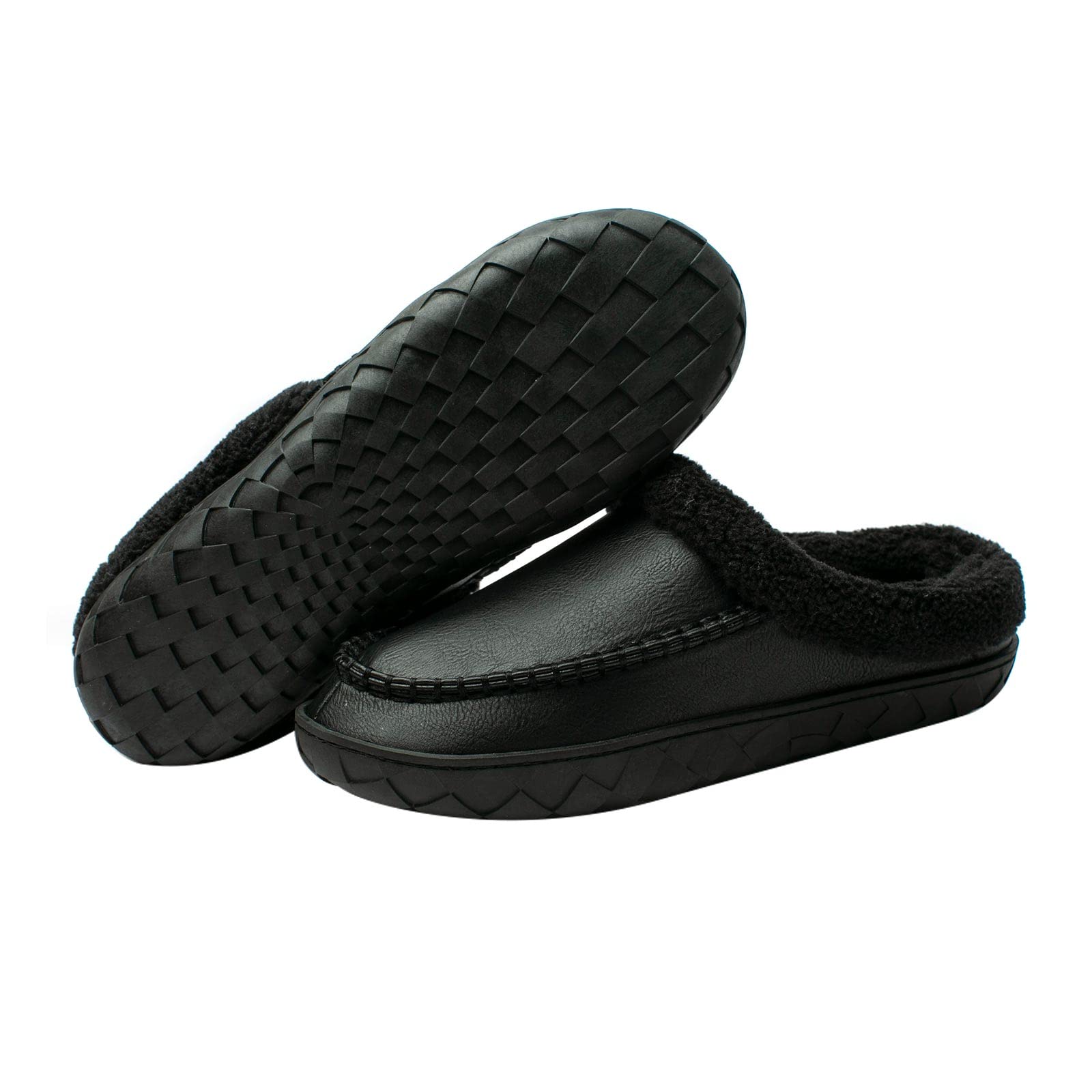 WOTTE Men's Moccasin Slippers - Soft Microsuede with Fleece Lining & Memory Foam - Indoor/Outdoor House Shoes for Comfort & Warmth - Perfect for Lounging, Running Errands & Cold Weather Wear