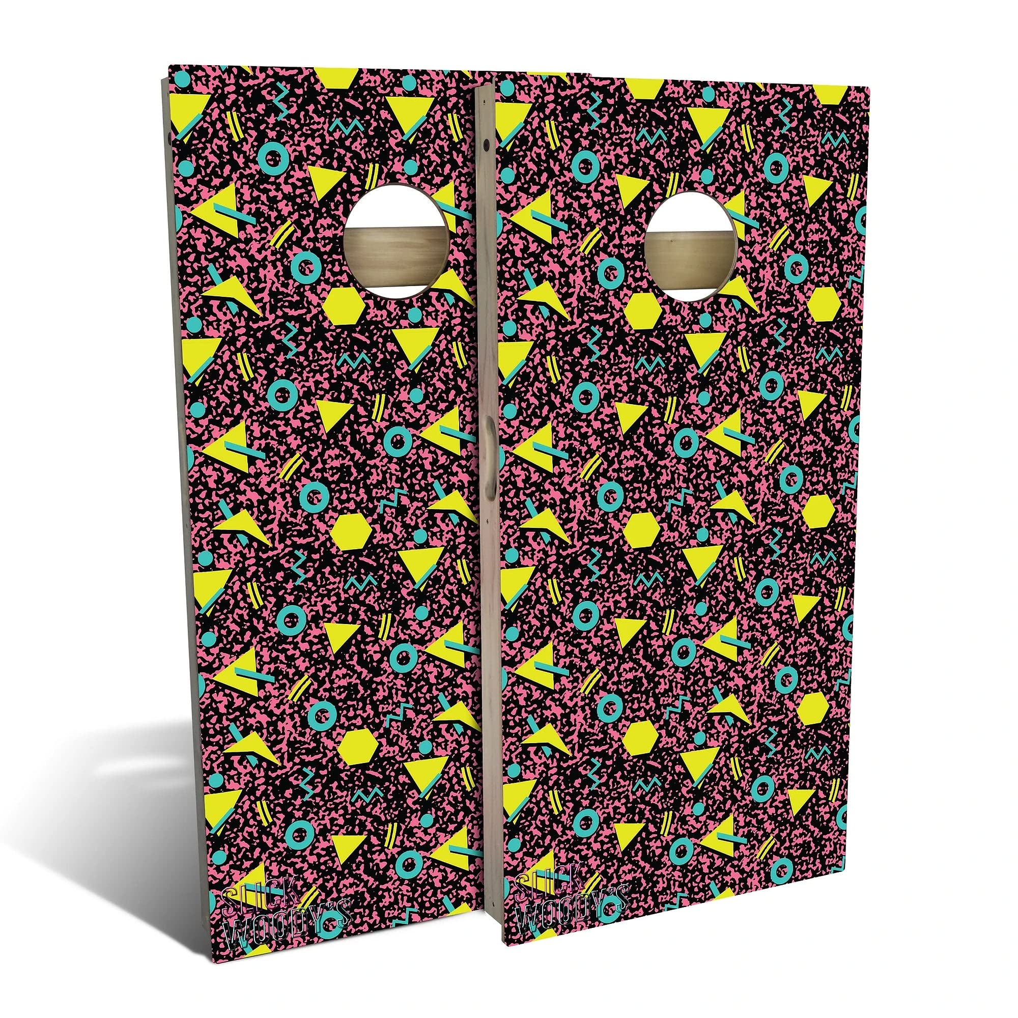 Skip's Garage 80s Retro Pink Cornhole Board Set - 2 Boards & 8 Bags - Custom Size & Accessories - Perfect for Backyard Parties, Tailgating & Outdoor Games