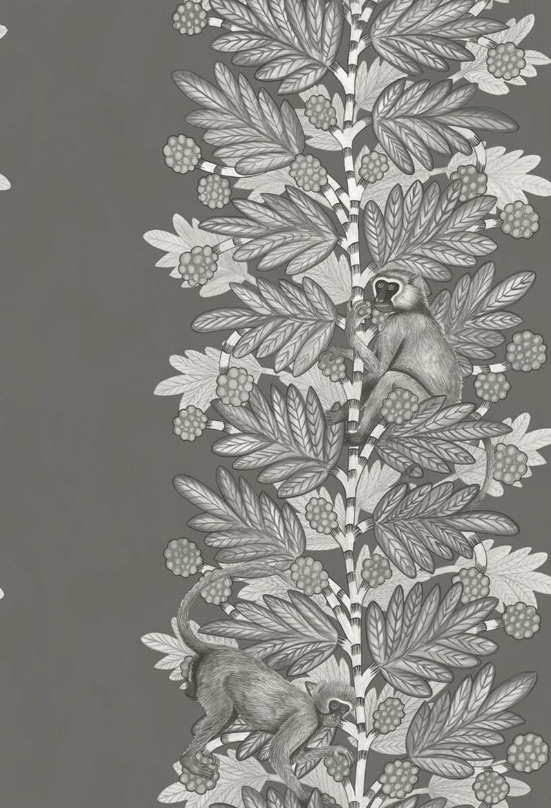 Cole & Son Acacia Wallpaper in Charcoal & Silver - Premium Peel & Stick Wallpaper for Living Room, Bedroom, or Home Office Decor