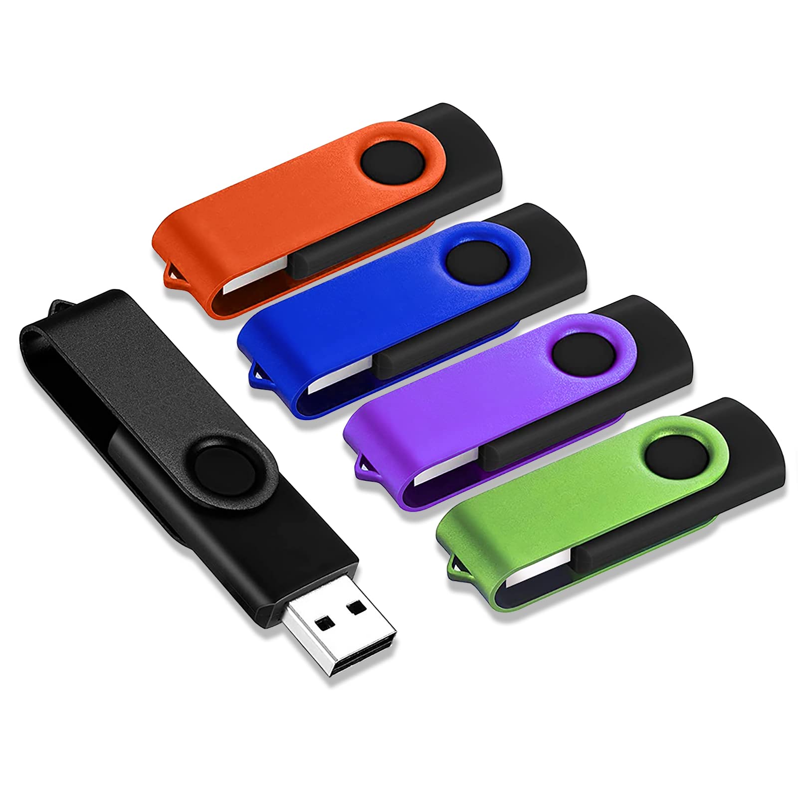 4GB USB Flash Drive 5 Pack - Swivel Design for Office & School Use