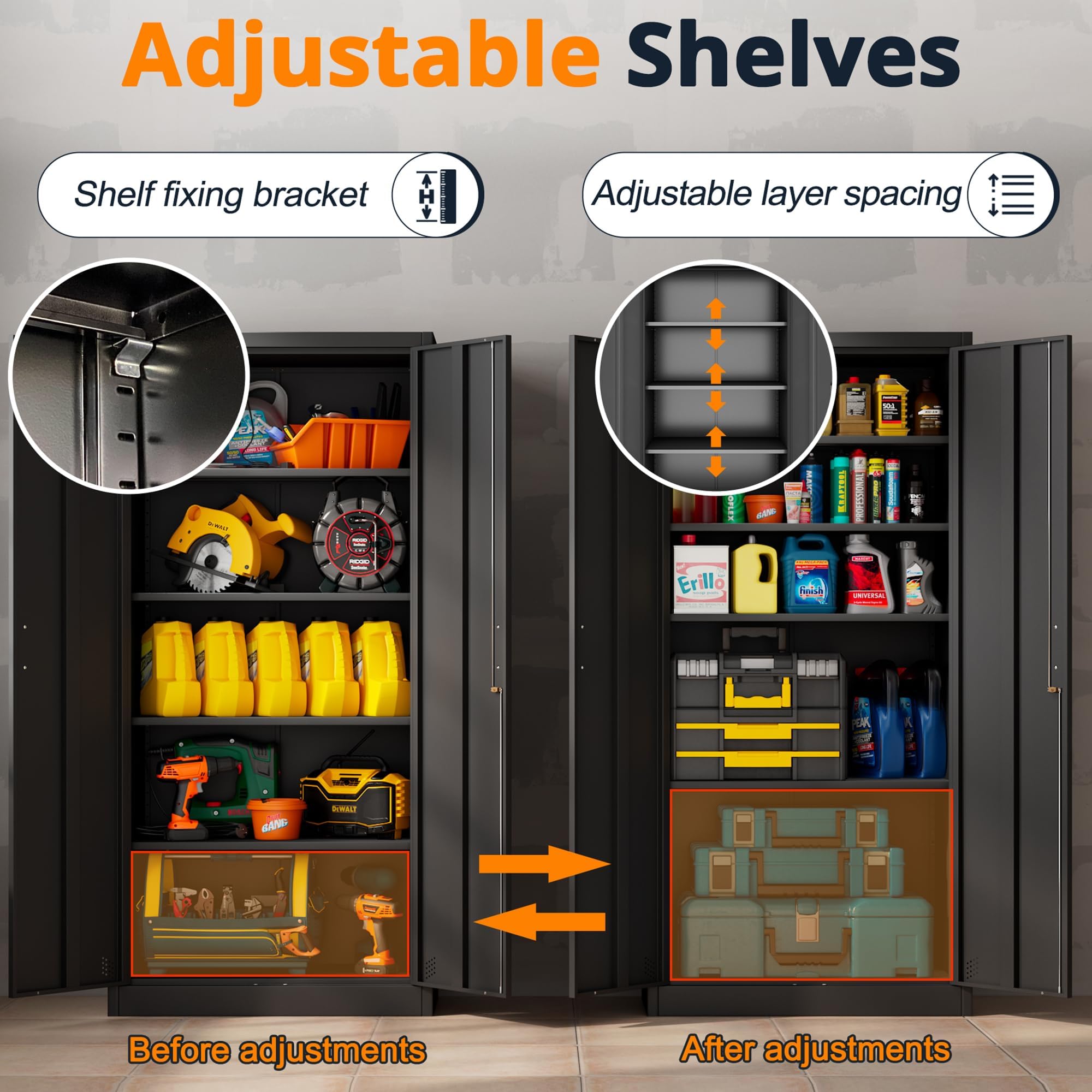 Heavy Duty Metal Garage Storage Cabinet - 71