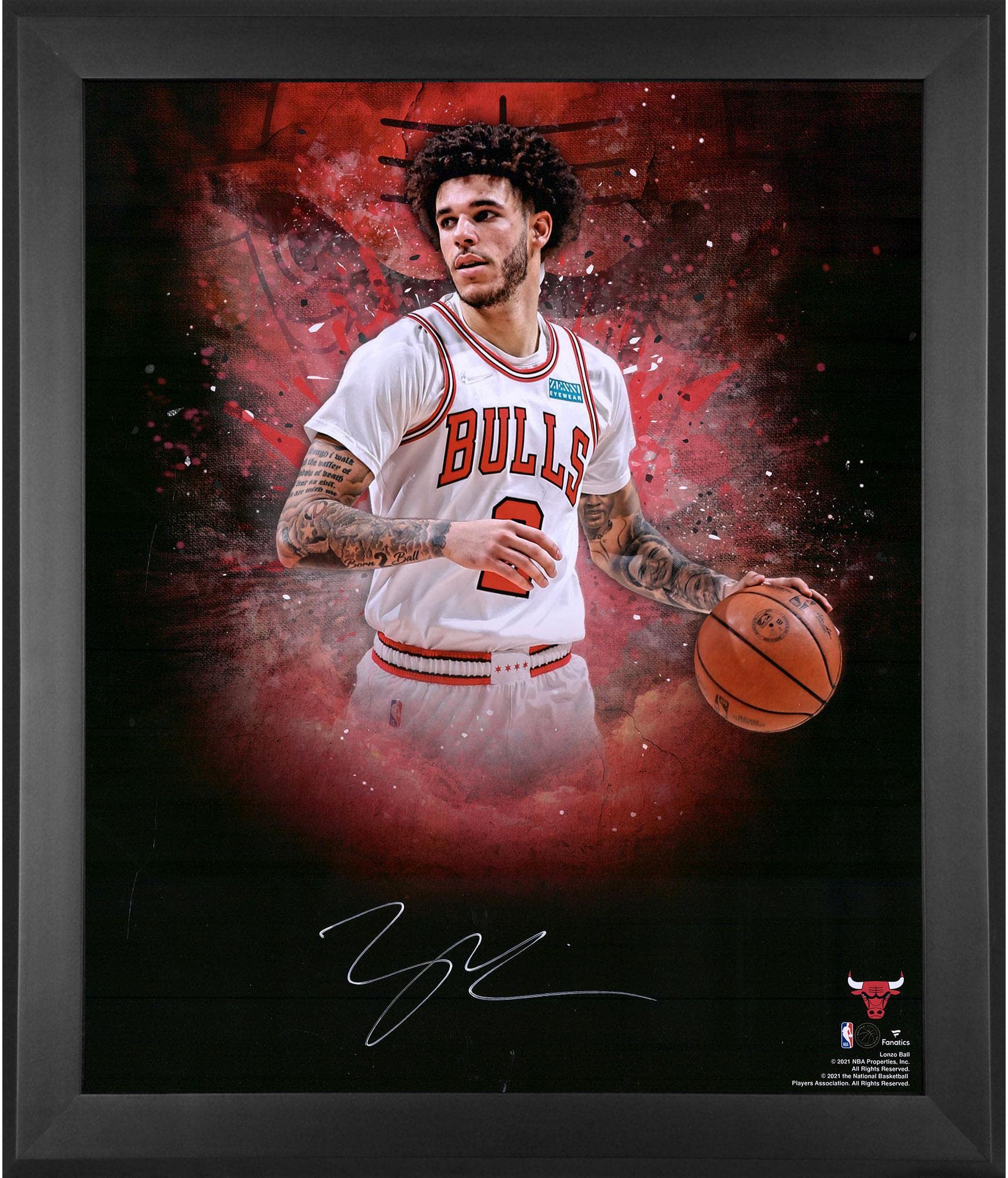 Lonzo Ball Chicago Bulls Autographed 20x24 Framed In-Focus Photograph with Certificate - Signed NBA Memorabilia for Sports Fans & Collectors - Perfect for Man Cave, Game Room Decor or Gift for Basketball Enthusiasts
