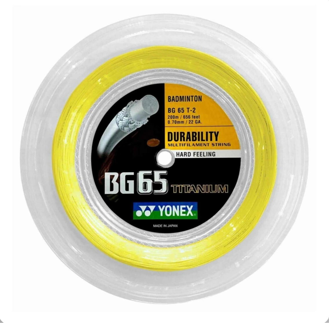 Yonex BG 65 Ti Badminton String Reel - High Performance Nylon Badminton Strings for Professional Players - Perfect for Tournament Play & Training Sessions