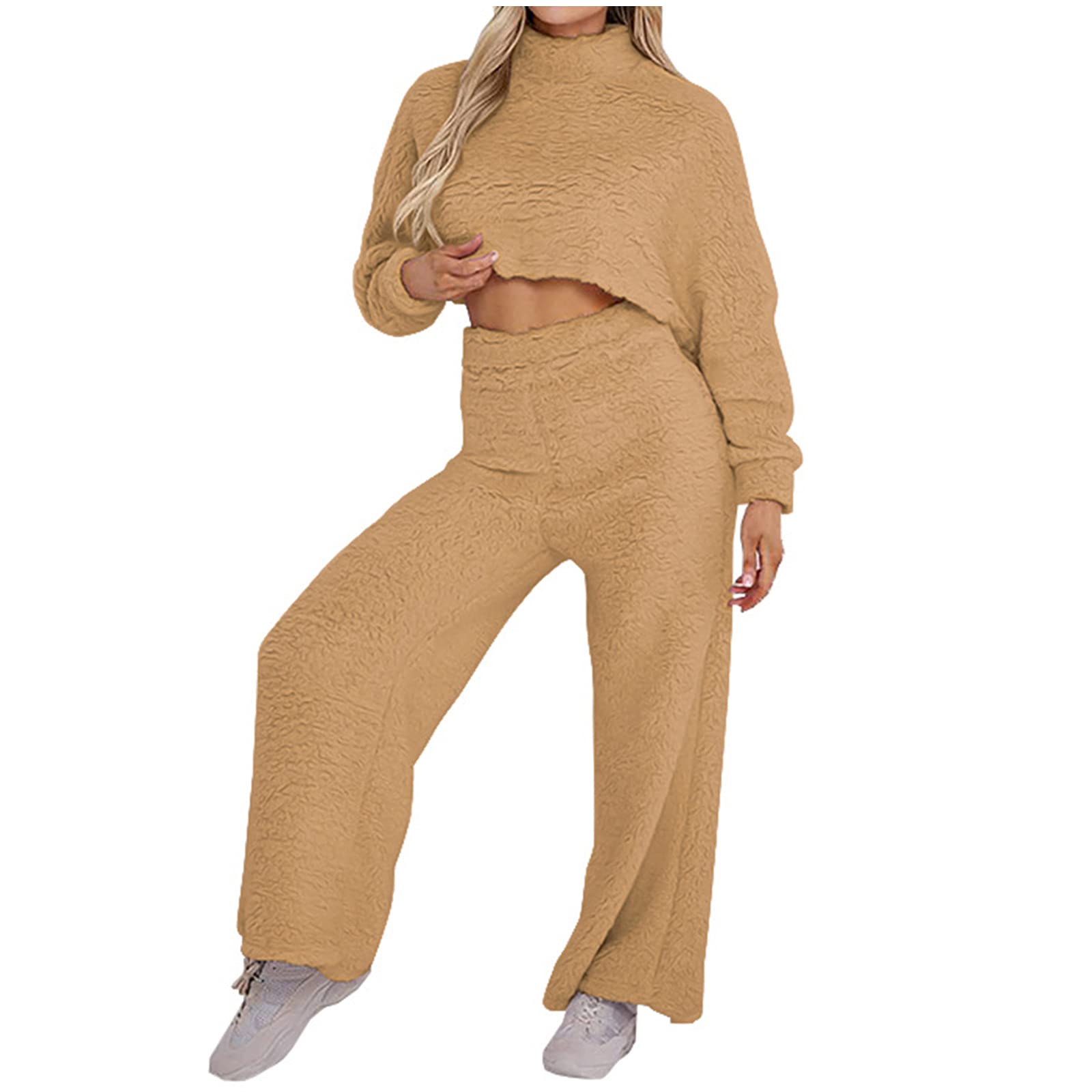 Women's 2-Piece Lounge Set - Soft Blouse & Comfortable Pants Matching Outfit | Cozy Loungewear for Home, Yoga & Casual Wear | Fashion Clothing Set for Women