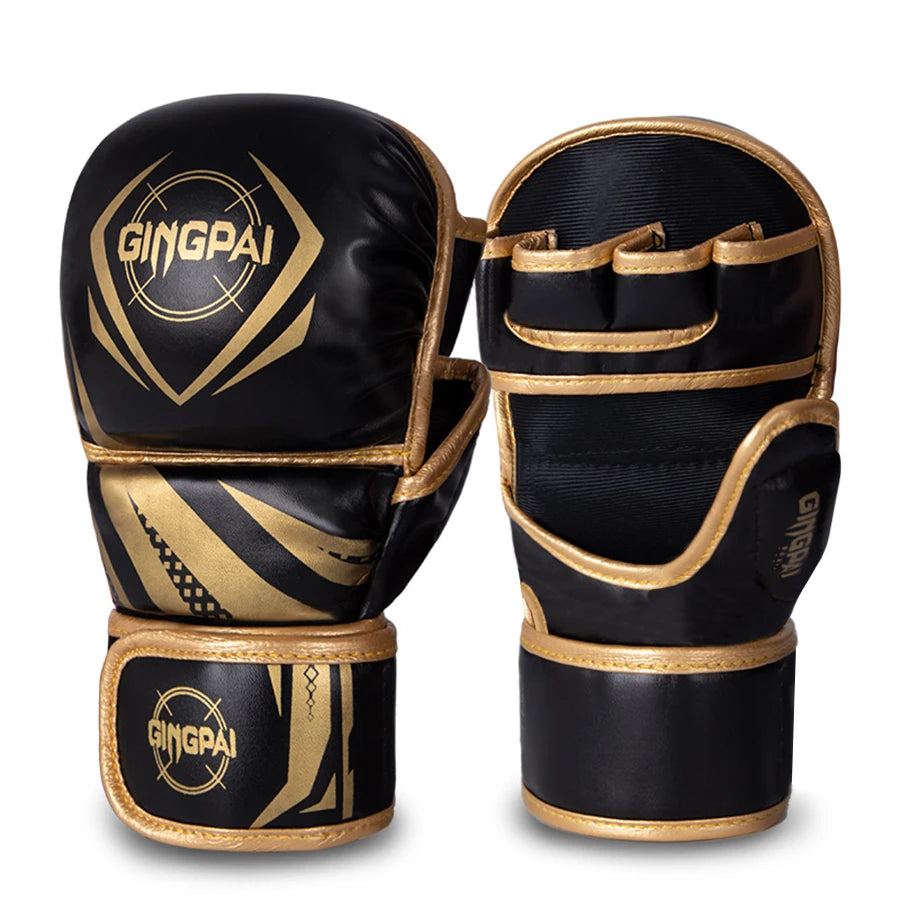 Professional MMA Half Finger Boxing Gloves - Thickened Sanda & Free Fighting Training Gloves for Mixed Martial Arts - Perfect for MMA, Kickboxing, Muay Thai & Combat Sports Training
