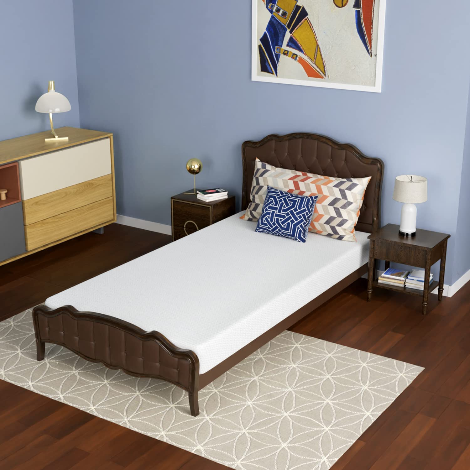 6 Inch Twin Green Tea Cooling Gel Memory Foam Mattress - Medium Firm Support, Pressure Relief & Temperature Regulation - CertiPUR-US Certified White Mattress in a Box | Perfect for Guest Rooms, Dorms & Small Spaces