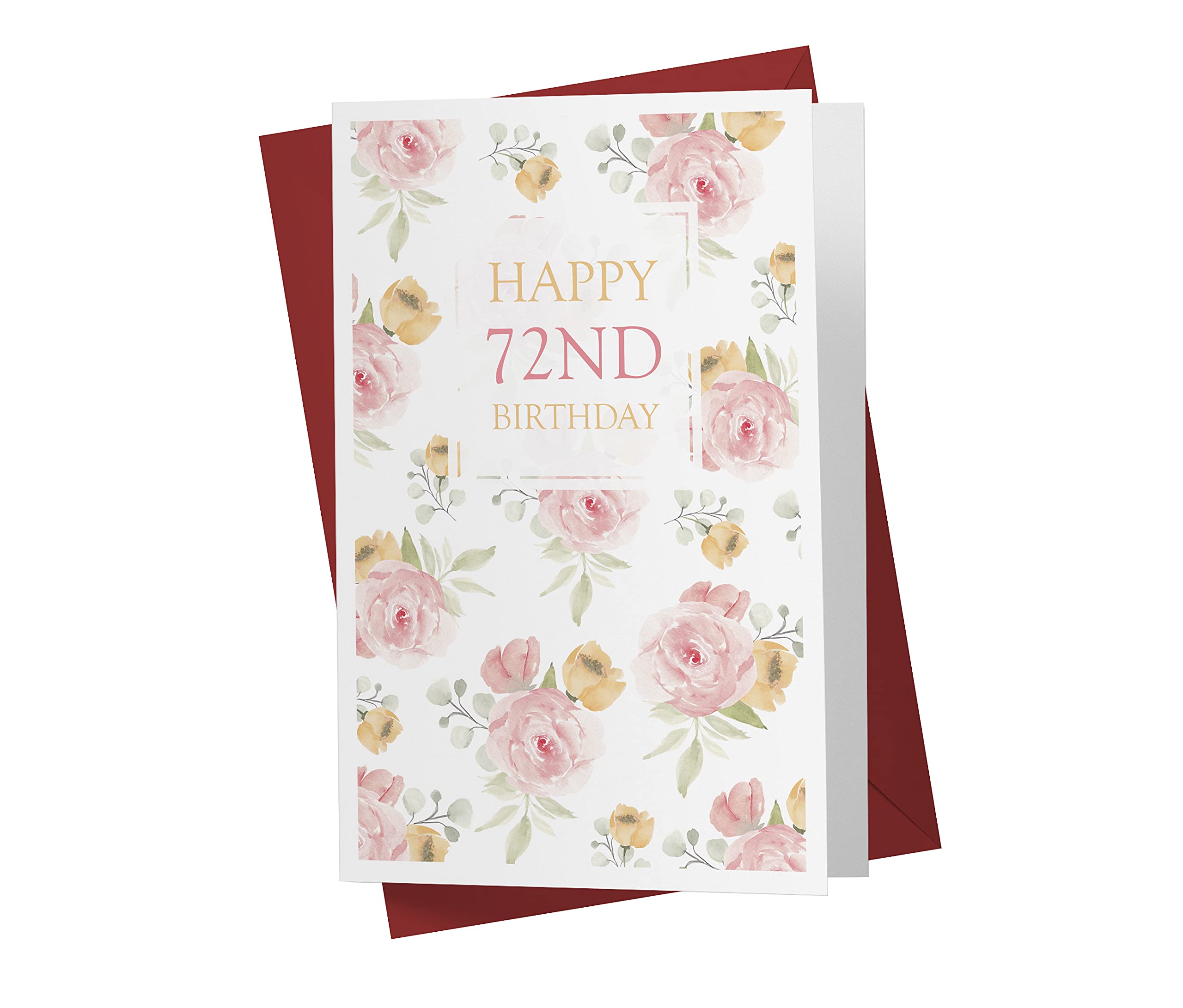 72nd Birthday Card for Men & Women - Elegant Roses Floral Design | Perfect for Dad, Mom, Brother, Sister or Friend | Great for 72nd Birthday Celebrations & Anniversaries | Karto Greeting Cards