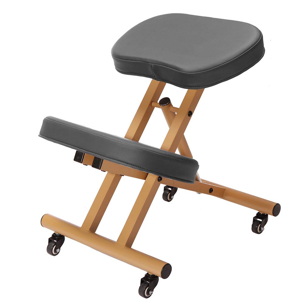 Ergonomic Rolling Kneeling Posture Chair - Adjustable Office Chair for Back Pain Relief, Camel & Black - Perfect for Home Office, Gaming, and Meditation