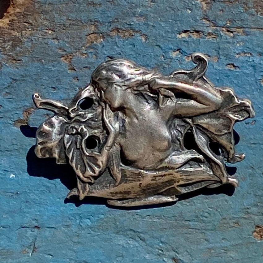 925 Sterling Silver Art Nouveau Goddess Pendant Pin - Elegant Vintage Jewelry for Women, Perfect for Gifts, Parties & Special Occasions