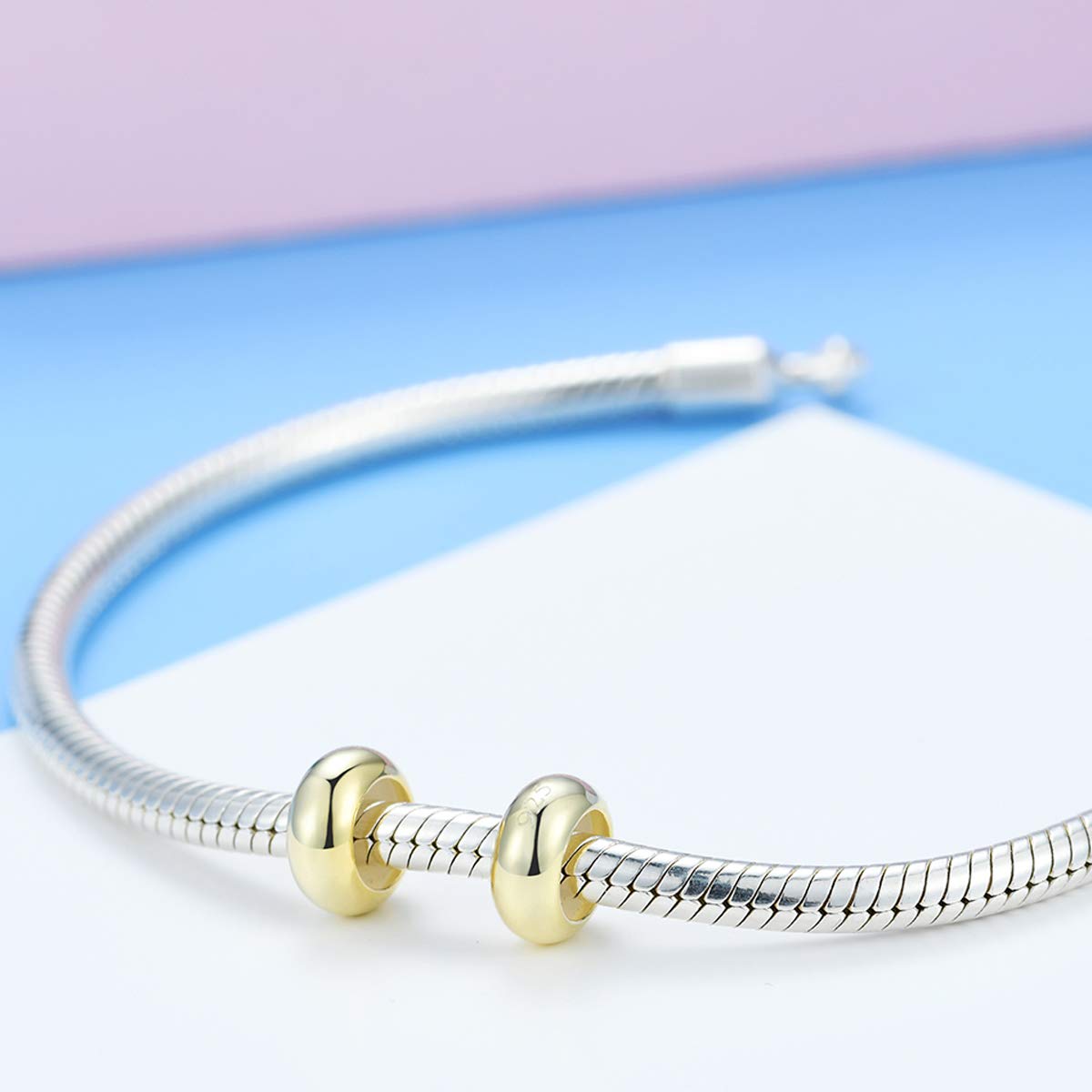 Lovans 925 Sterling Silver Spacer Beads for European Charms Bracelet - DIY Snake Charm Bracelet Accessories - Jewelry Making Supplies for Women - Perfect for Gifts, Crafting, and Everyday Wear