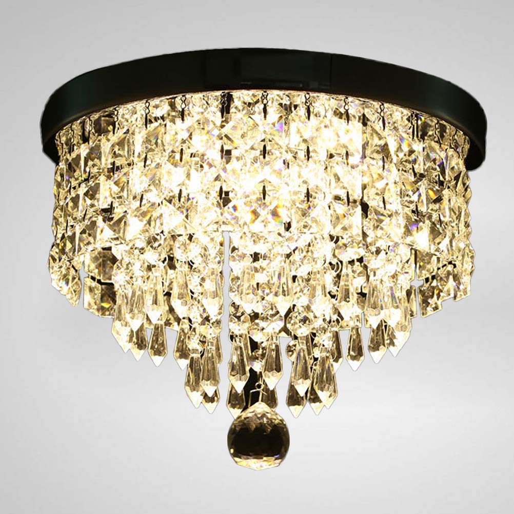 Totority Crystal LED Chandelier Ceiling Light - Modern Hanging Pendant Lamp for Dining Room, Bedroom, or Living Room Decor