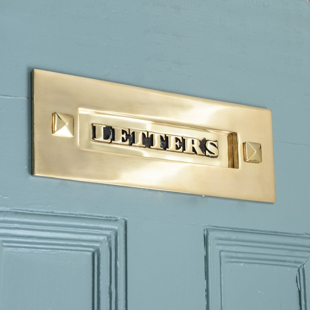 Vintage Polished Antique Brass Letter Plate - Classic Door Mail Slot for Traditional Homes & Historic Buildings | Perfect for Victorian, Colonial & Rustic Style Entryways