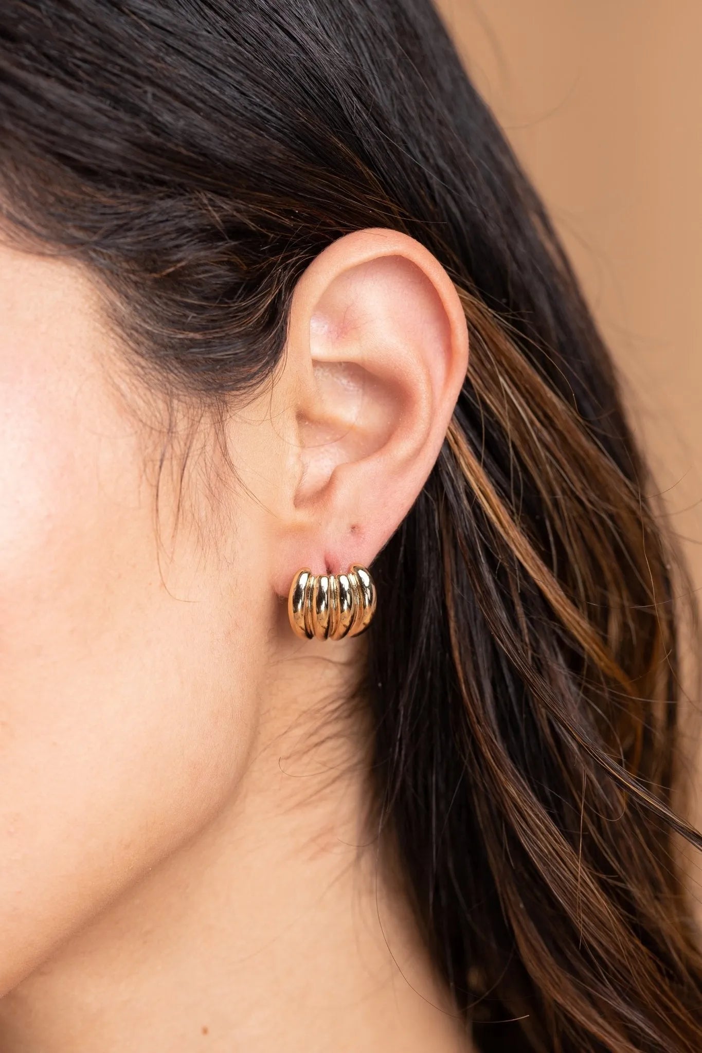 Gold Brass Stud Earrings Set - 14K Gold Plated Minimalist Stud Earrings for Women - Perfect for Everyday Wear, Parties & Gifts