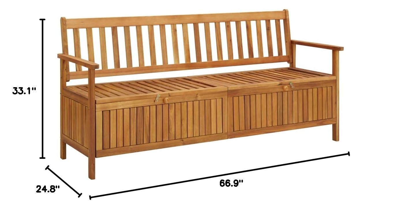 Acacia Wood Patio Storage Bench - Outdoor Deck Box with Seat for Garden, Pool & Porch - Perfect for Storing Cushions, Toys & Tools - Ideal for Backyard, Deck & Patio Furniture Organization