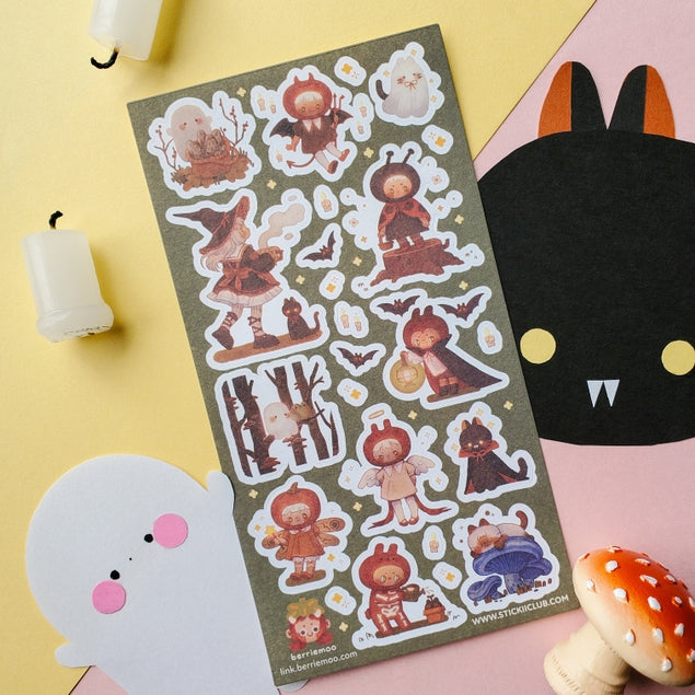 Halloween Sticker Sheet - Adorable Spooky Stickers for Scrapbooking, DIY Crafts & Party Decorations