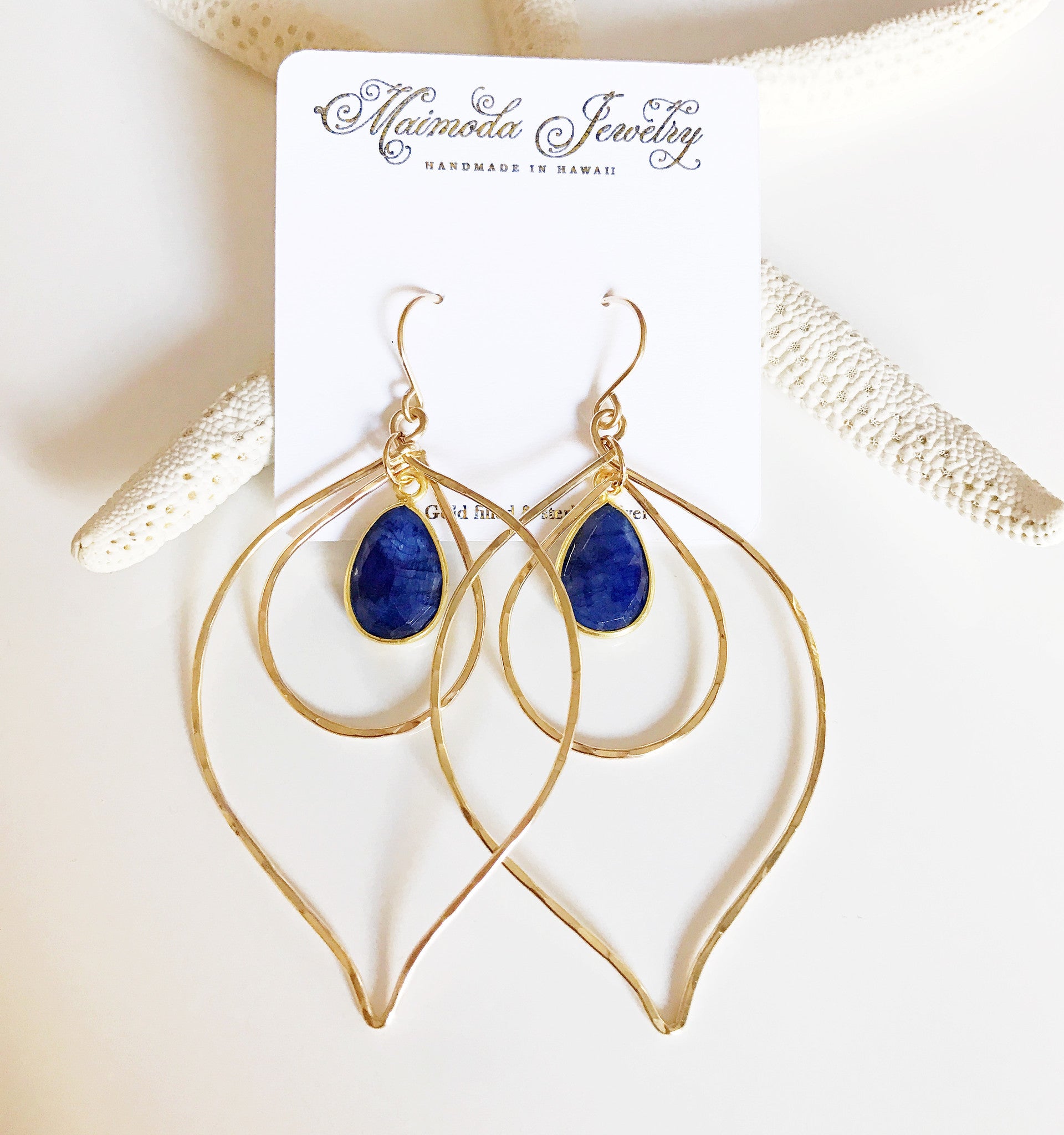 Chloe Lapis Lazuli Earrings - Genuine Stone Dangle Earrings for Women, Handmade Jewelry Gift (E269) | Perfect for Weddings, Parties & Special Occasions