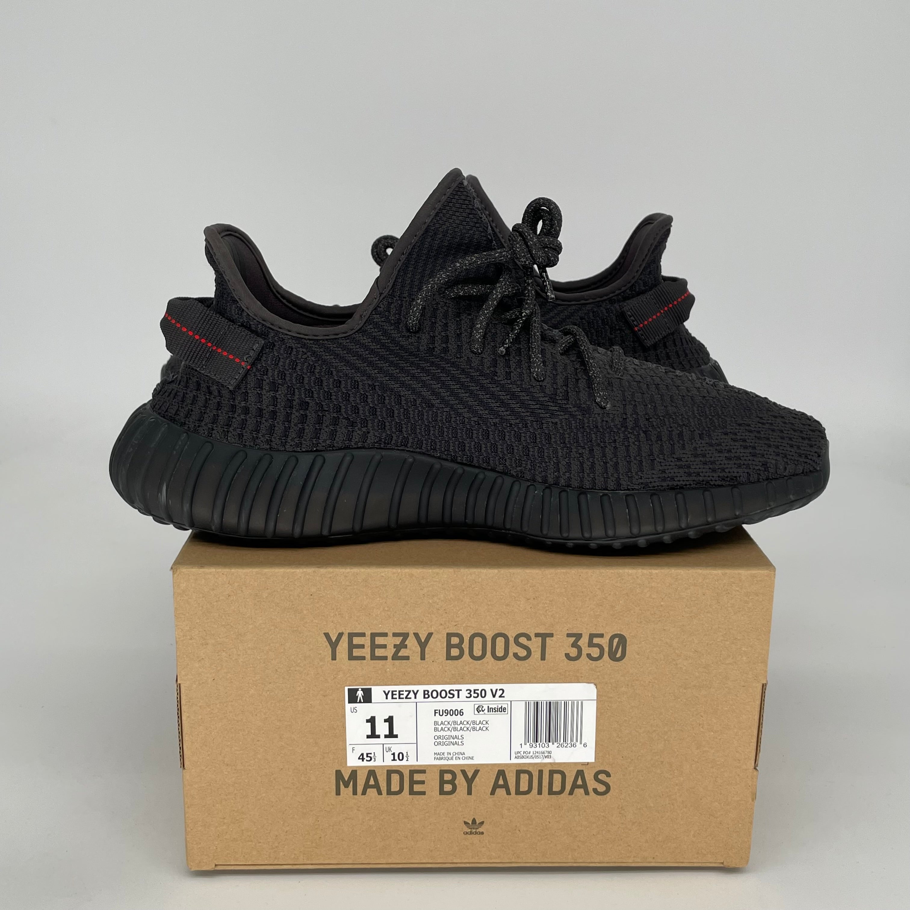 Adidas Yeezy Boost 350 V2 Black Non-Reflective Men's Running Shoes Size 11 - Style Code FU9006 | Perfect for Streetwear, Gym & Casual Outfits