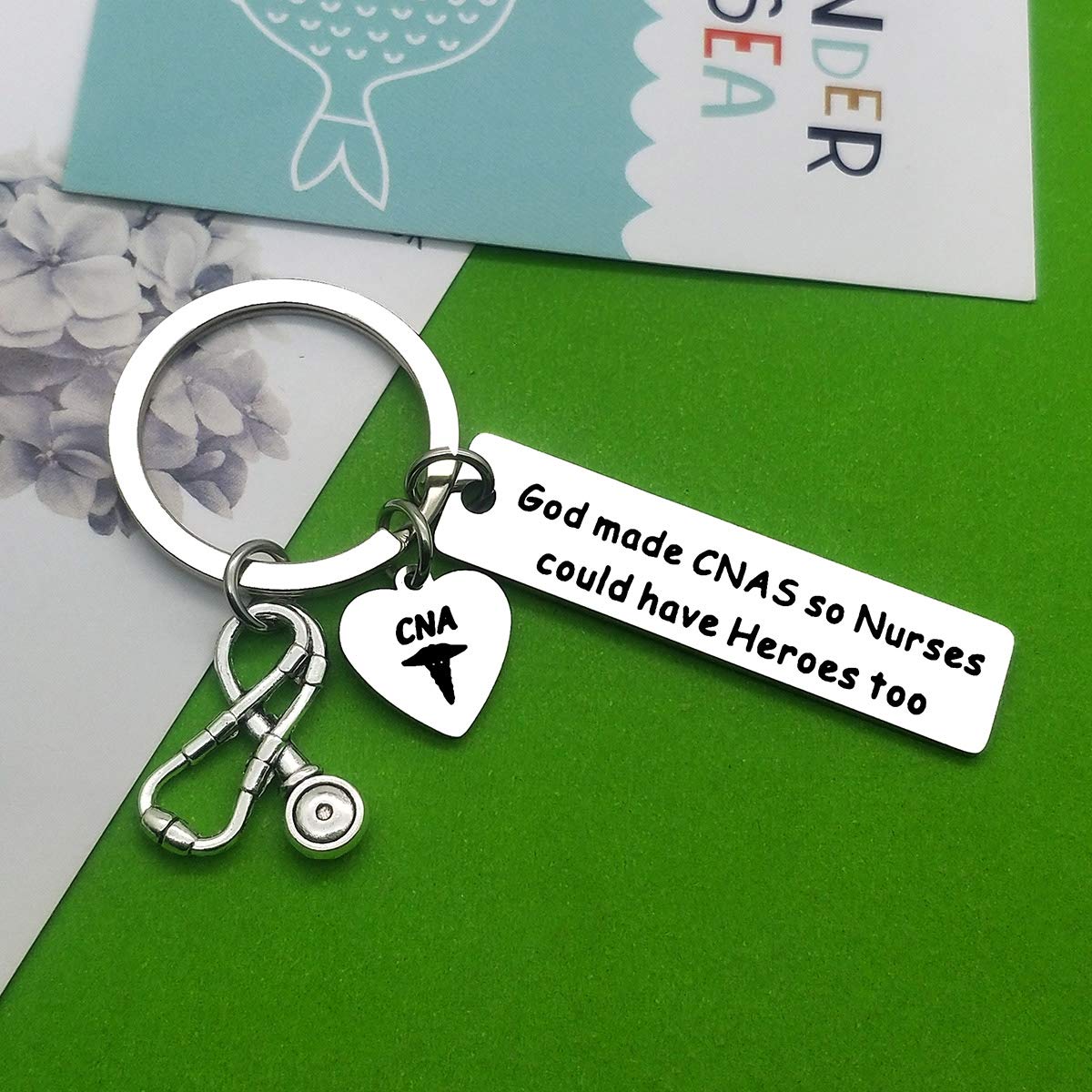CNA Gift Keychain for Certified Nursing Assistant - Inspirational Graduation Gift for Nursing School Students & Nurses - Stethoscope Medical Keychain with 'God Made CNAs' Quote - Perfect for Appreciation, Graduation & Daily Use