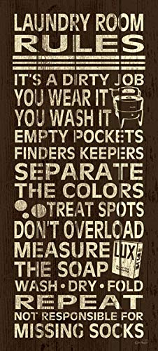 Humorous Laundry Room Rules & Laundry Sign - Set of 4 (8x10 Inch) + 1 (8x18 Inch) Black Framed Wall Art Prints - Ready to Hang - Perfect for Laundry Room Decor, Housewarming Gift & Funny Home Signage