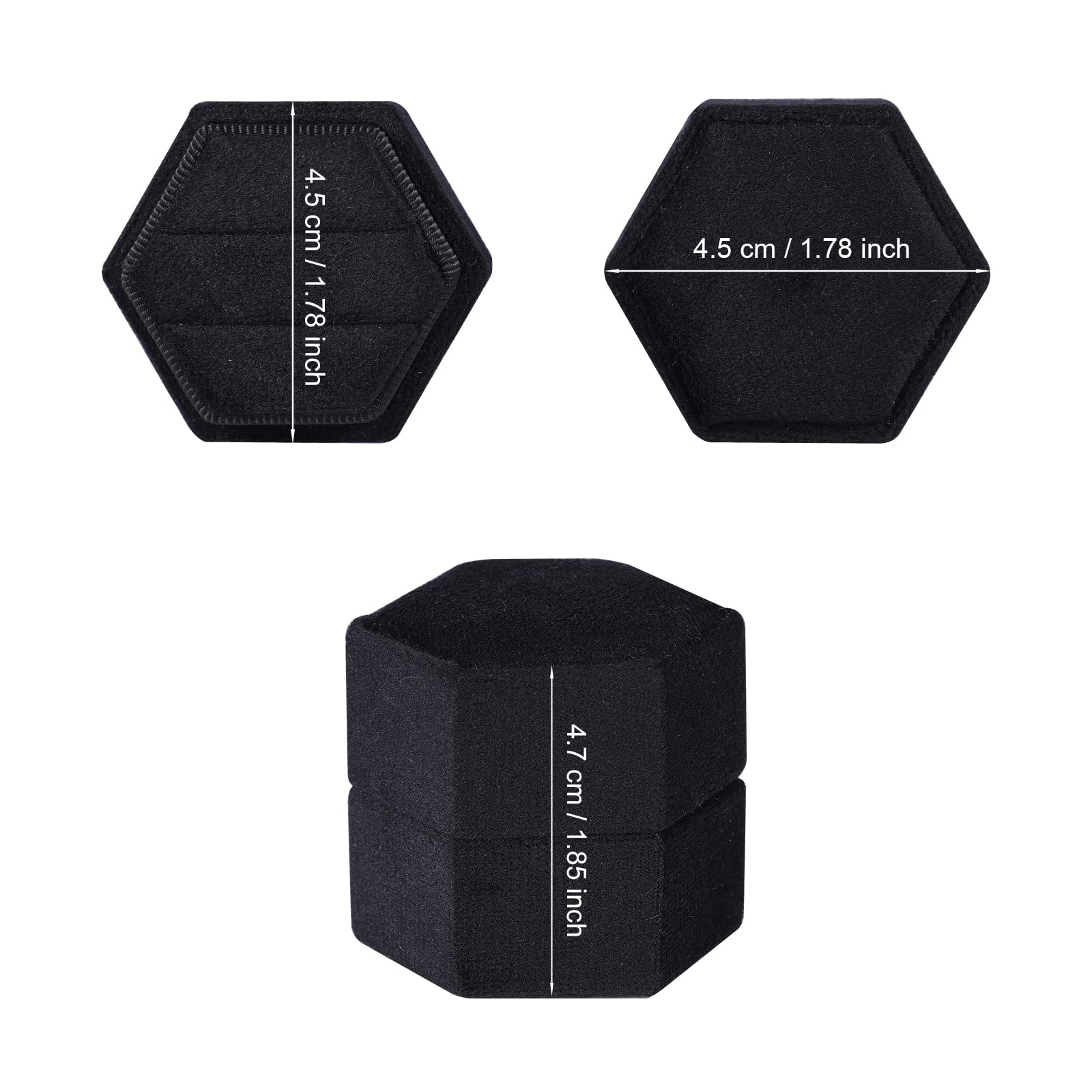 AIEX Velvet Hexagon Ring Box with Double Slots - Premium Jewelry Display Case for Engagement, Wedding & Valentine's Day Proposals - Holds 2 Rings (Black) - Perfect for Romantic Surprises & Wedding Ring Storage