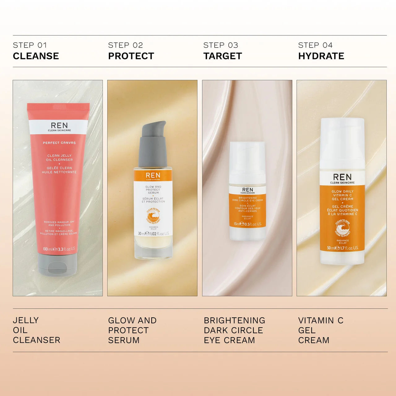 REN Clean Skincare Radiance Glow Daily Vitamin C Serum 30ml - Brightening & Protecting Facial Treatment for Glowing Skin - Morning Skincare Routine & Anti-Aging Solution