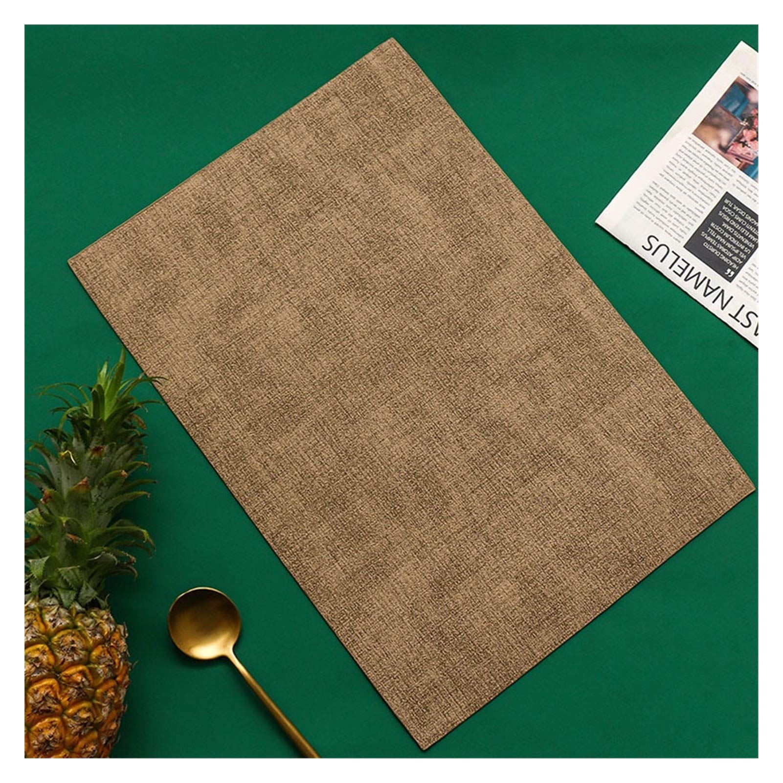 Premium Waterproof Leather Placemats Set of 6 - Heat Resistant & Oil Proof Table Mats for Dining Decor (Light Coffee) - Elegant Table Setting for Dinner Parties & Home Decor