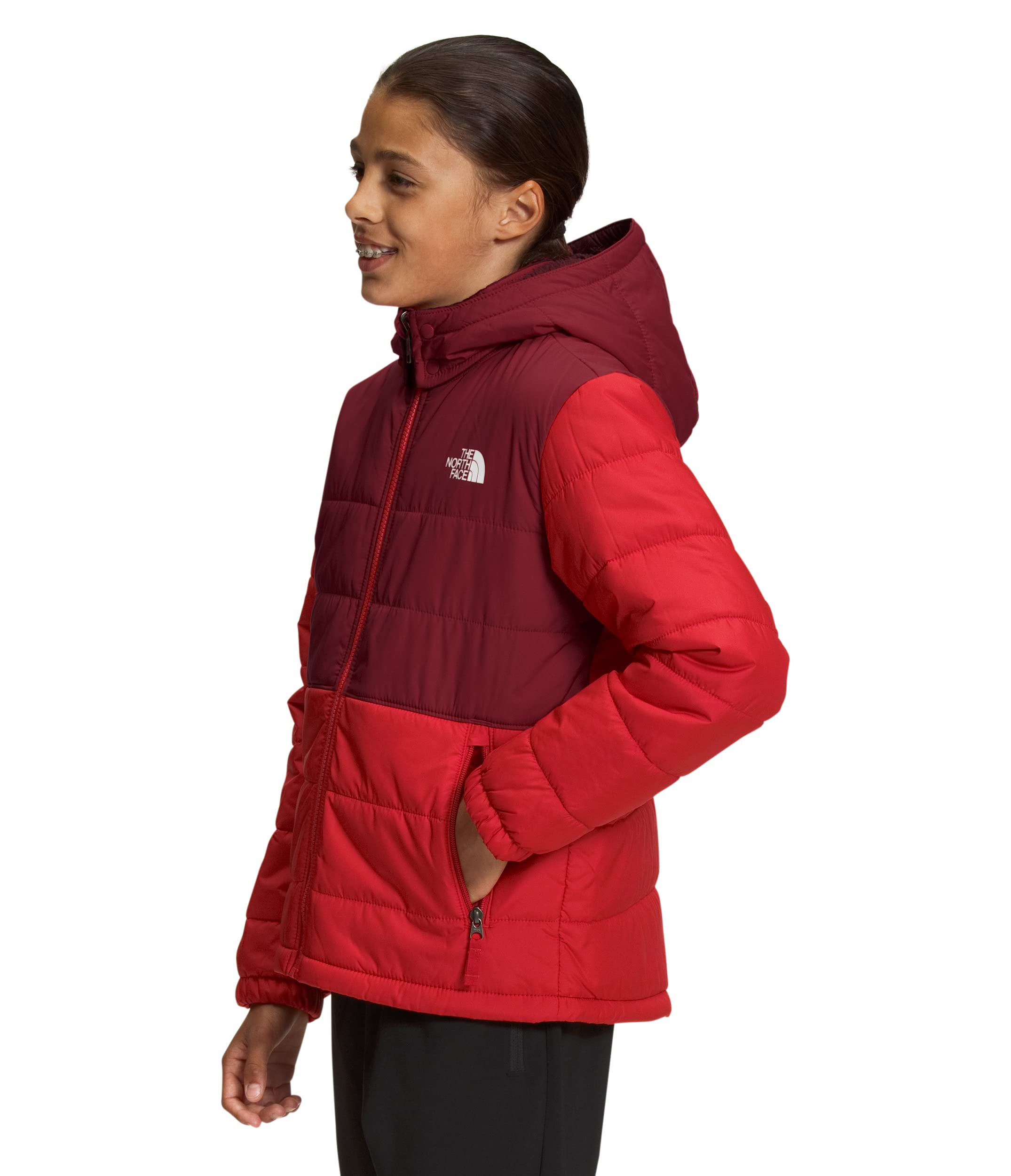 The North Face Boys' Printed Reversible Mount Chimbo Full Zip Hooded Jacket - Waterproof Windproof Kids' Outdoor Jacket for Hiking, Camping & School Wear