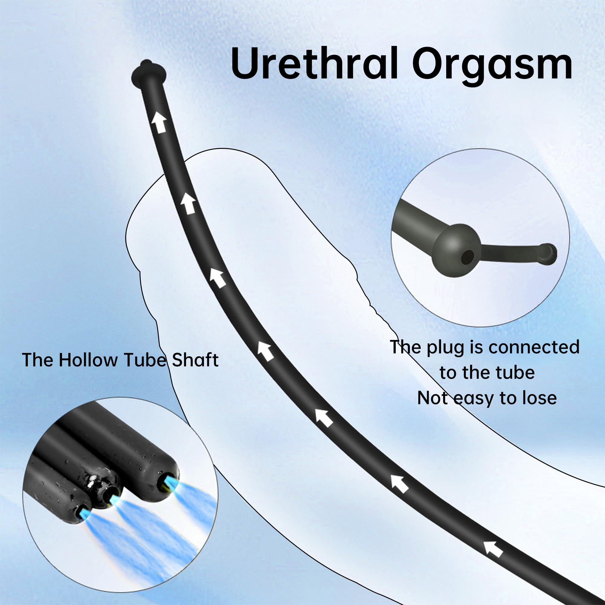 BEWISH 3PCS Silicone Hollow Urethral Sounding Vibe Penis Plug with Cap - Urine Dilator Prostate Massager for Fetish Play & Masturbation (Round Shape) - Perfect for BDSM, Adult Play & Sensual Exploration