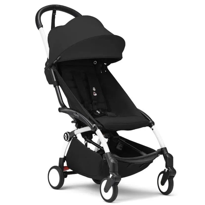 Stokke YOYO 3 Lightweight Baby Stroller - White Frame with Black Fabric | Compact Foldable Travel Stroller for Infants 6+ Months | Perfect for Air Travel, City Walks & Shopping