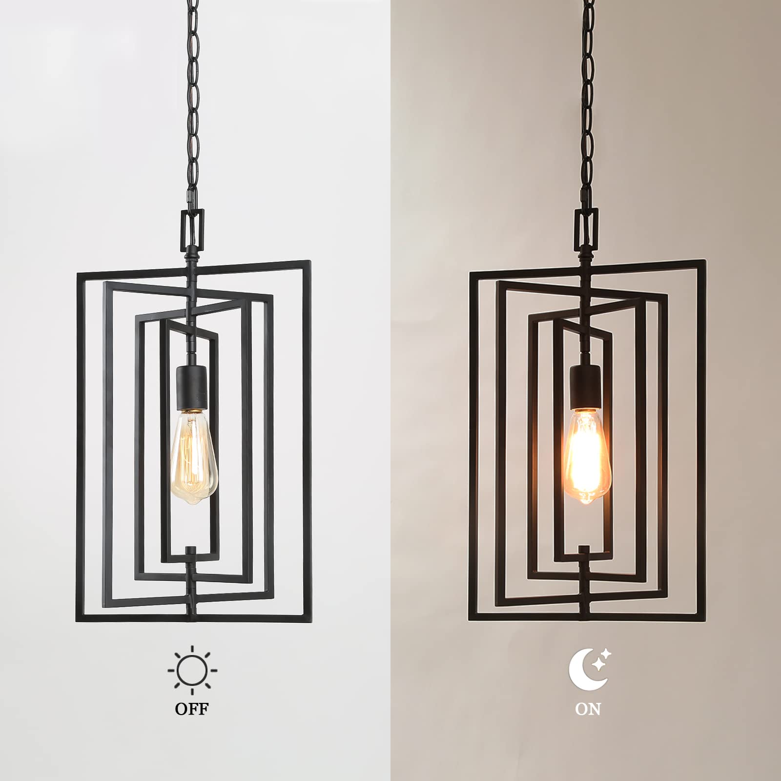 KSANA Adjustable Black Pendant Lighting for Kitchen Island & Foyer Chandelier - 12