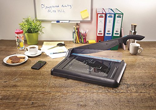 Avery A4 GUA4 Office Guillotine Paper Cutter - 12 Inch Cutting Length, Black & Teal - Perfect for Trimming Documents, Photos, and Craft Projects at Home or Office