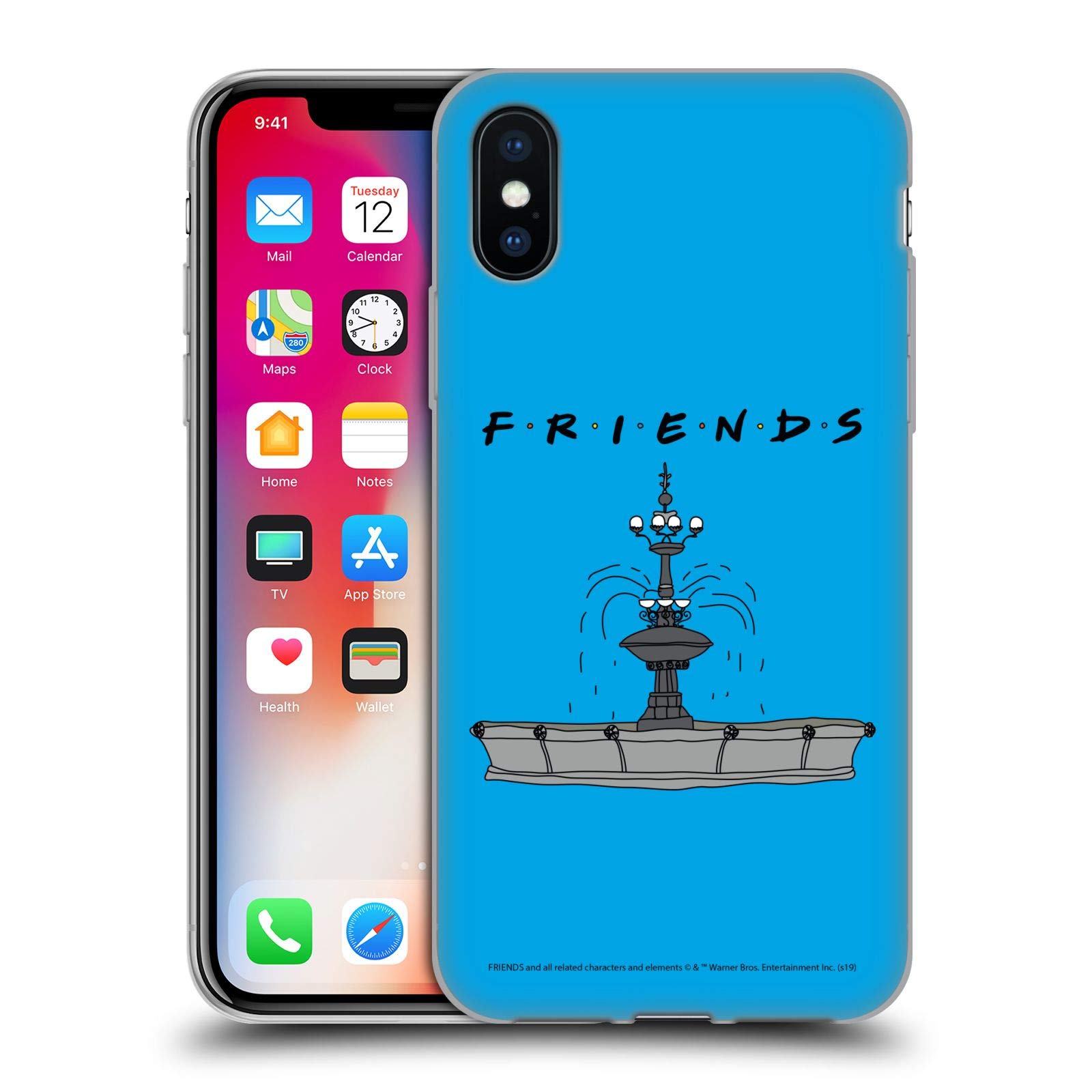 Officially Licensed Friends TV Show Fountain Iconic Soft Gel Case for Apple iPhone X & iPhone Xs - Durable Protective Cover for Fans, Perfect Gift for Friends Lovers - Use at Home, Office, Travel