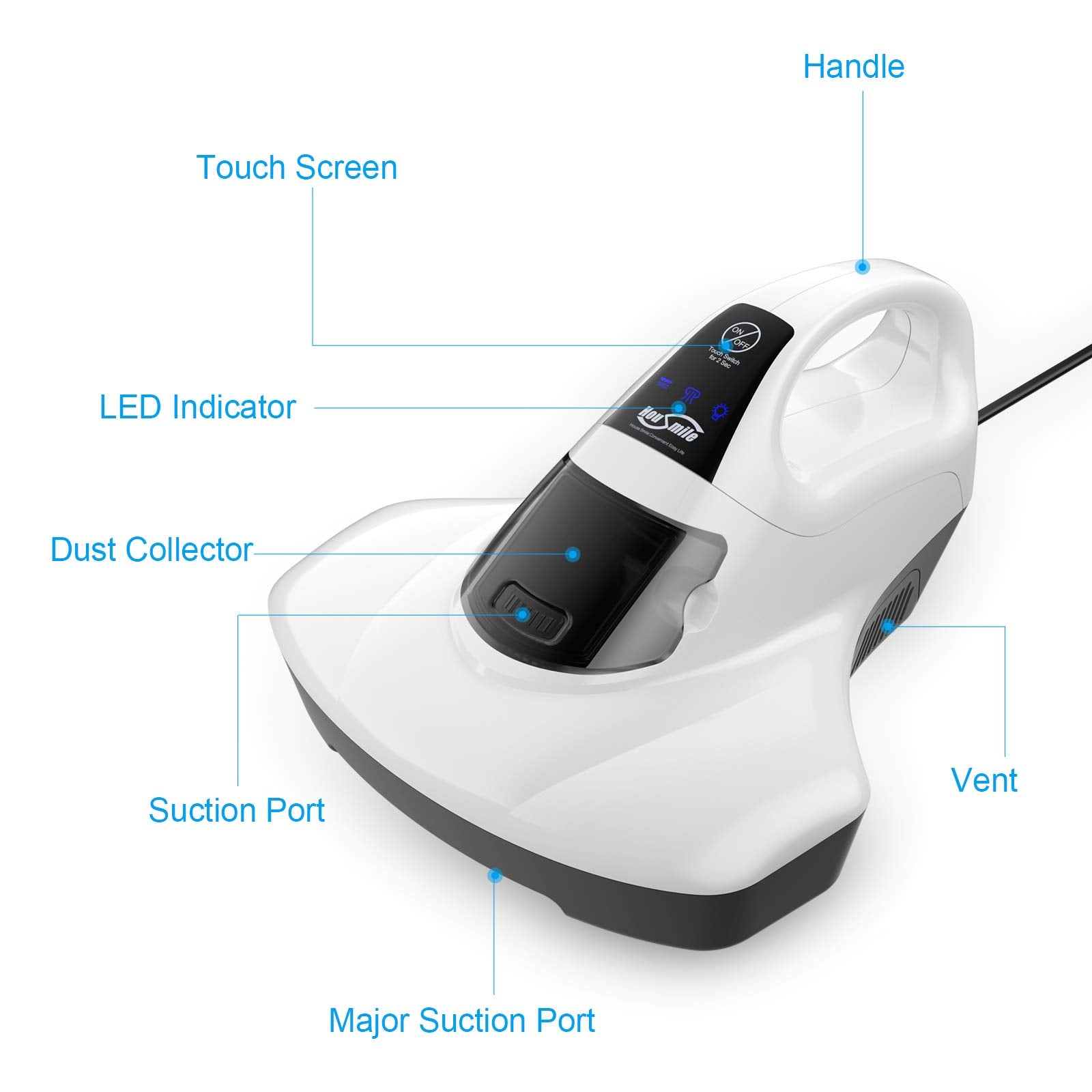 Housmile Bed Vacuum Cleaner for Mattress - Powerful Dust Mite Removal, Lightweight & Portable - Perfect for Allergy Relief, Pet Hair Removal, and Home Cleaning (Free Shipping)