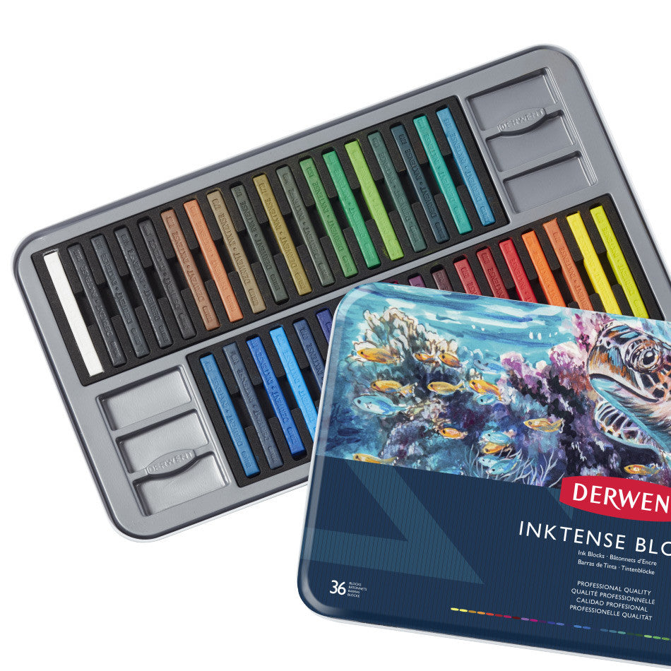 Derwent Inktense Watercolor Pencils - Set of 36 Vibrant Colors in Metal Tin | Perfect for Artists, Sketching & Watercolor Painting Techniques