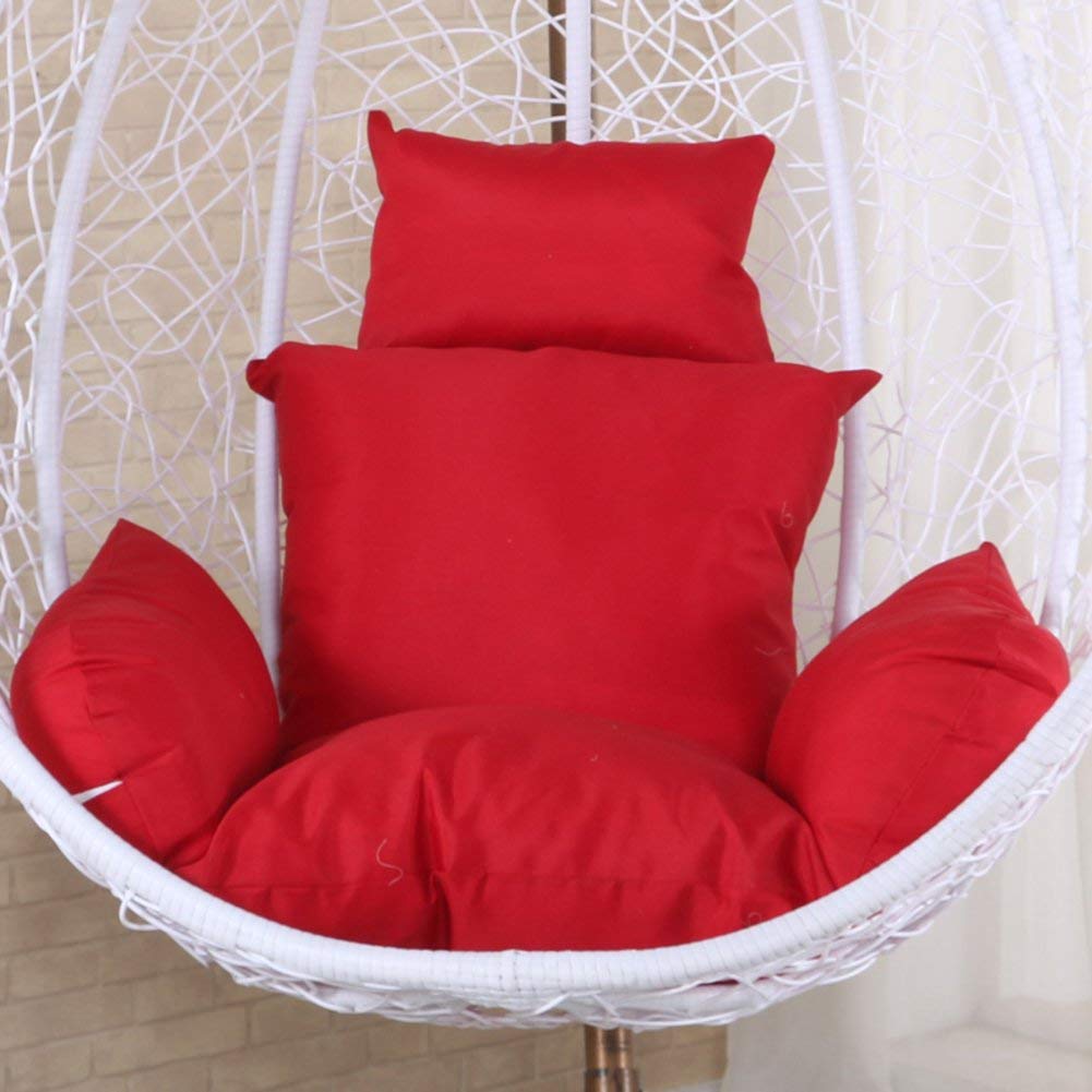 FCXBQ Hanging Egg Chair Cushion - Thick Polyester Swing Seat Pad with Pillow for Hammock Chairs (Red) - Perfect for Indoor/Outdoor Relaxation in Garden, Patio or Nursery