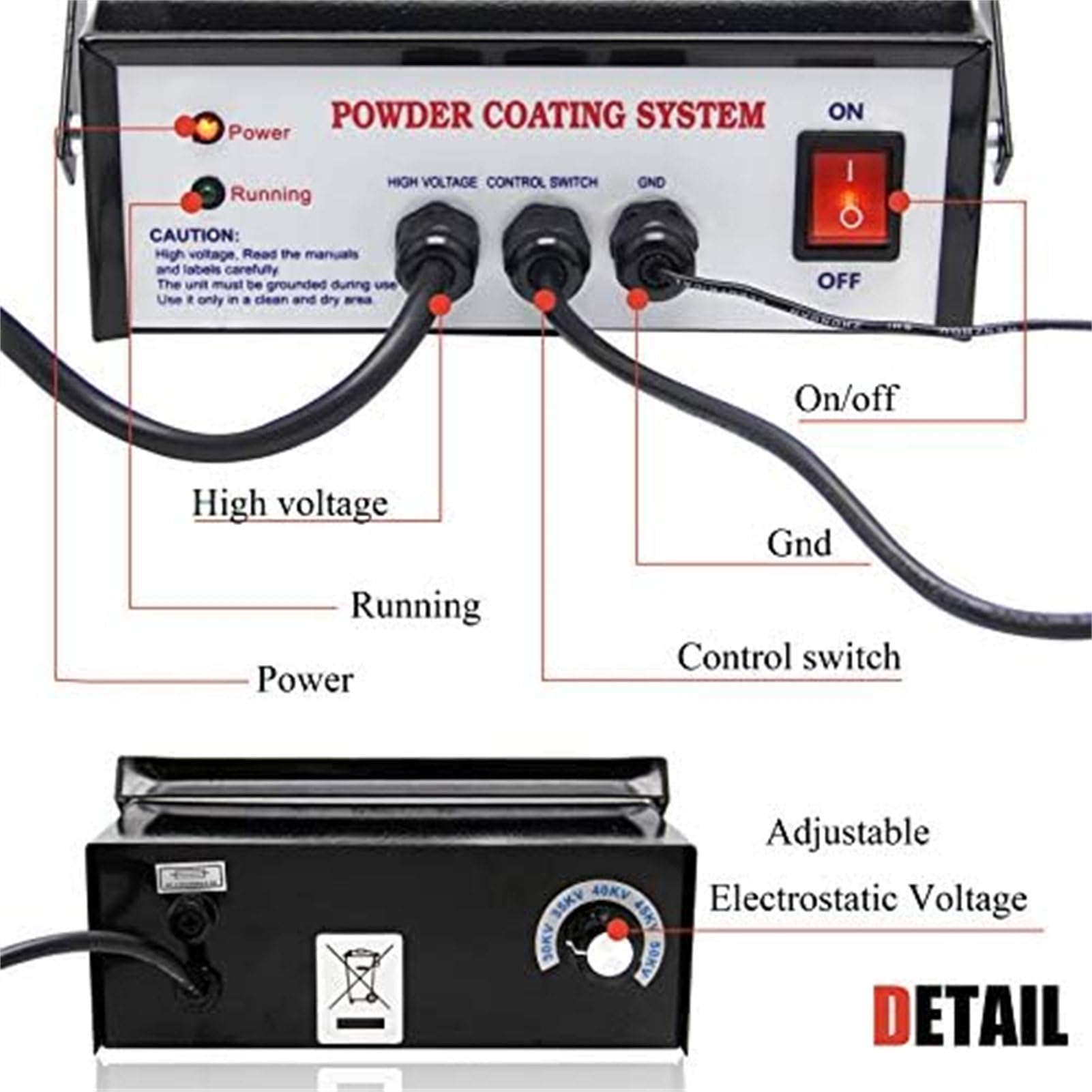 Electrostatic Powder Coating Gun System - Portable Air Spray Paint Gun for Metal, Wood & Automotive Parts - Perfect for DIY Projects, Industrial Use & Home Repairs