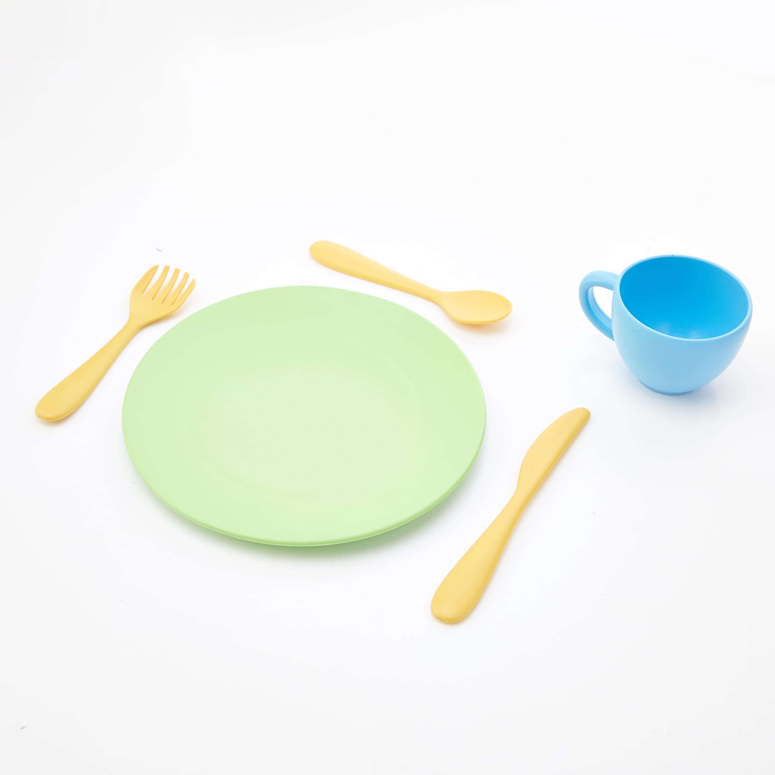 Green Toys Dish Set - 24 Piece Dishwasher Safe Pretend Play Kitchen Set for Kids | Develop Social Skills & Creativity | Perfect for Role Play, Tea Parties & Preschool Learning