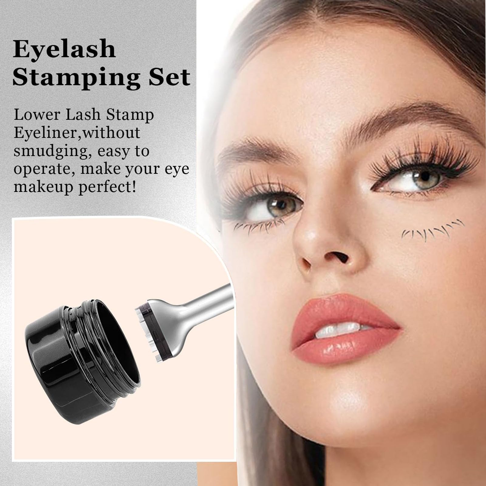 2-in-1 Waterproof Eyeliner & Lower Lash Stamp Kit - Reusable Eyelash Stamp Tool with Ink for Quick Eye Makeup | Perfect for Beginners & Professional Makeup Artists | Great for Daily Use, Parties & Special Occasions (Black)
